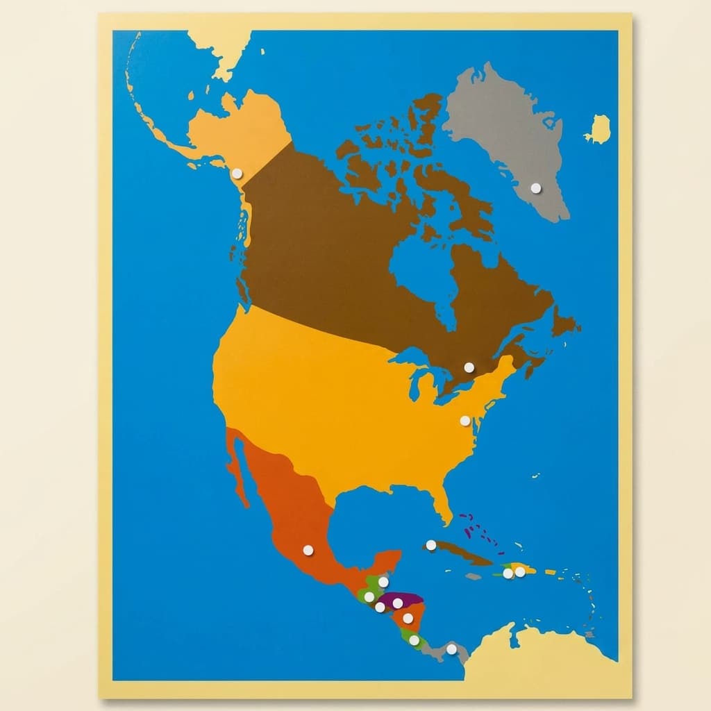 Puzzlekarte: Nordamerika - Montessori Material | Faborino