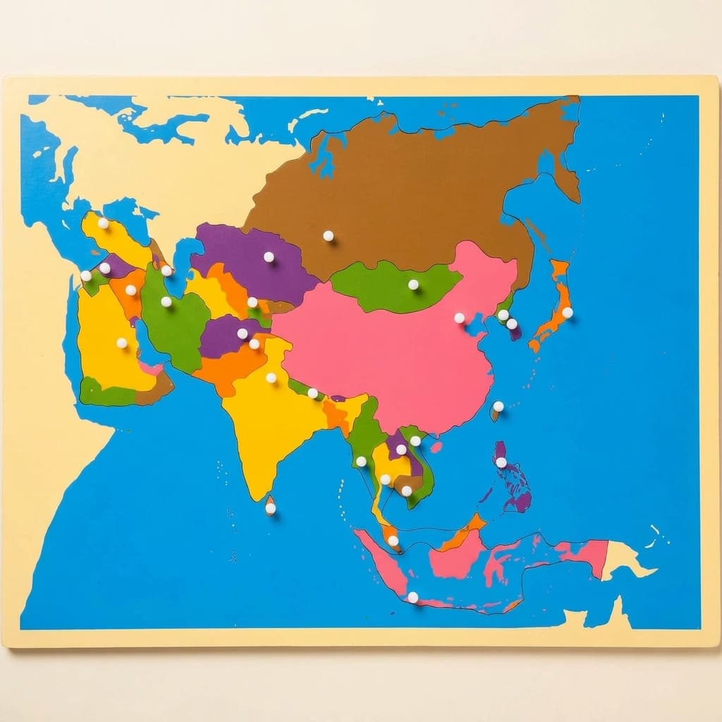 Puzzlekarte: Asien - Montessori Material | Faborino