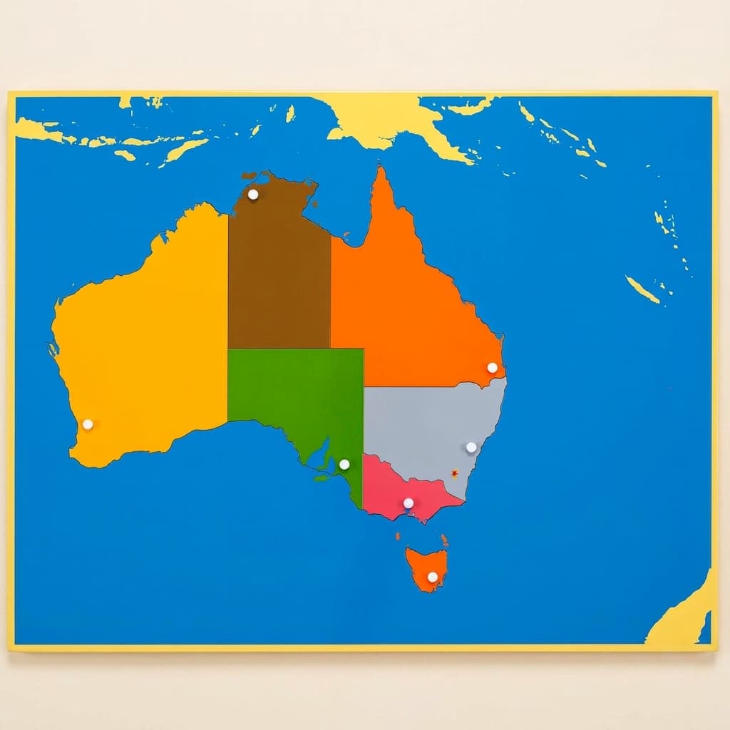 Puzzlekarte: Australien - Montessori Material | Faborino