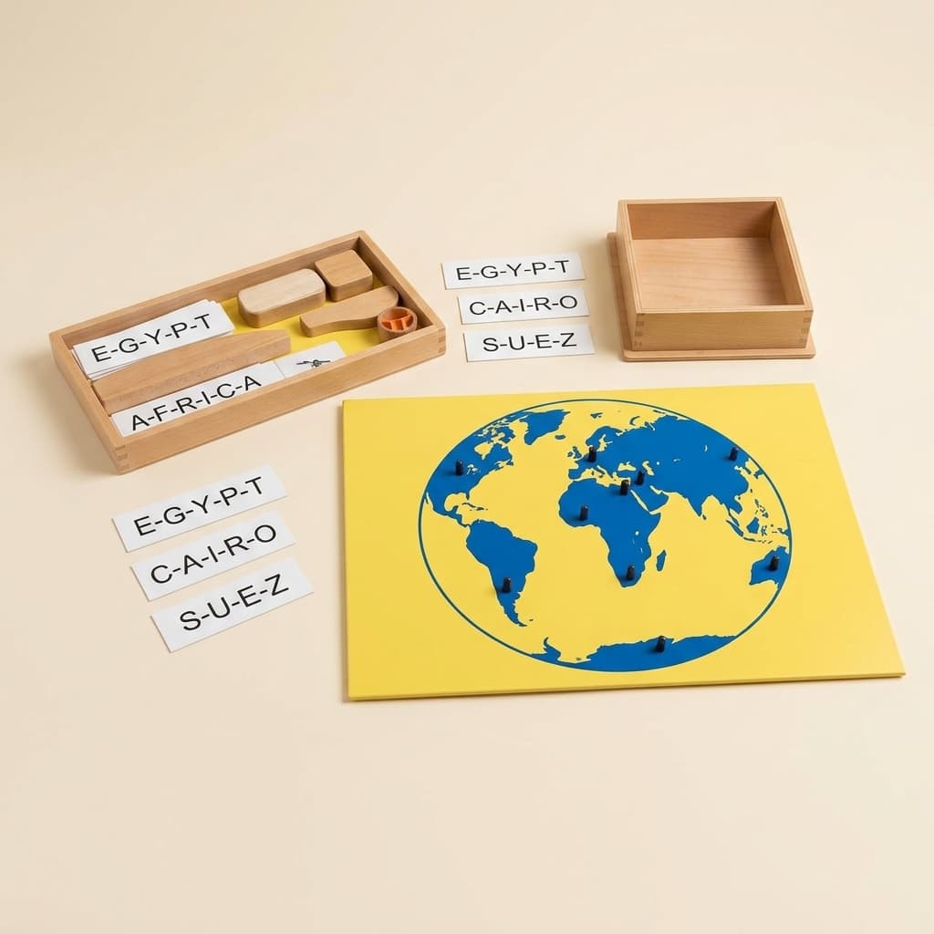 Puzzlekarte der Ozeane - Montessori Material | Faborino