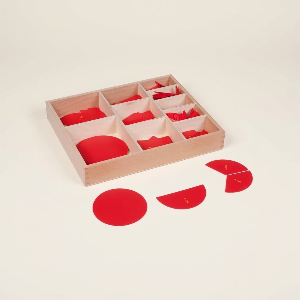Ausgeschnittene beschriftete Bruchkreise - Montessori Material | Faborino