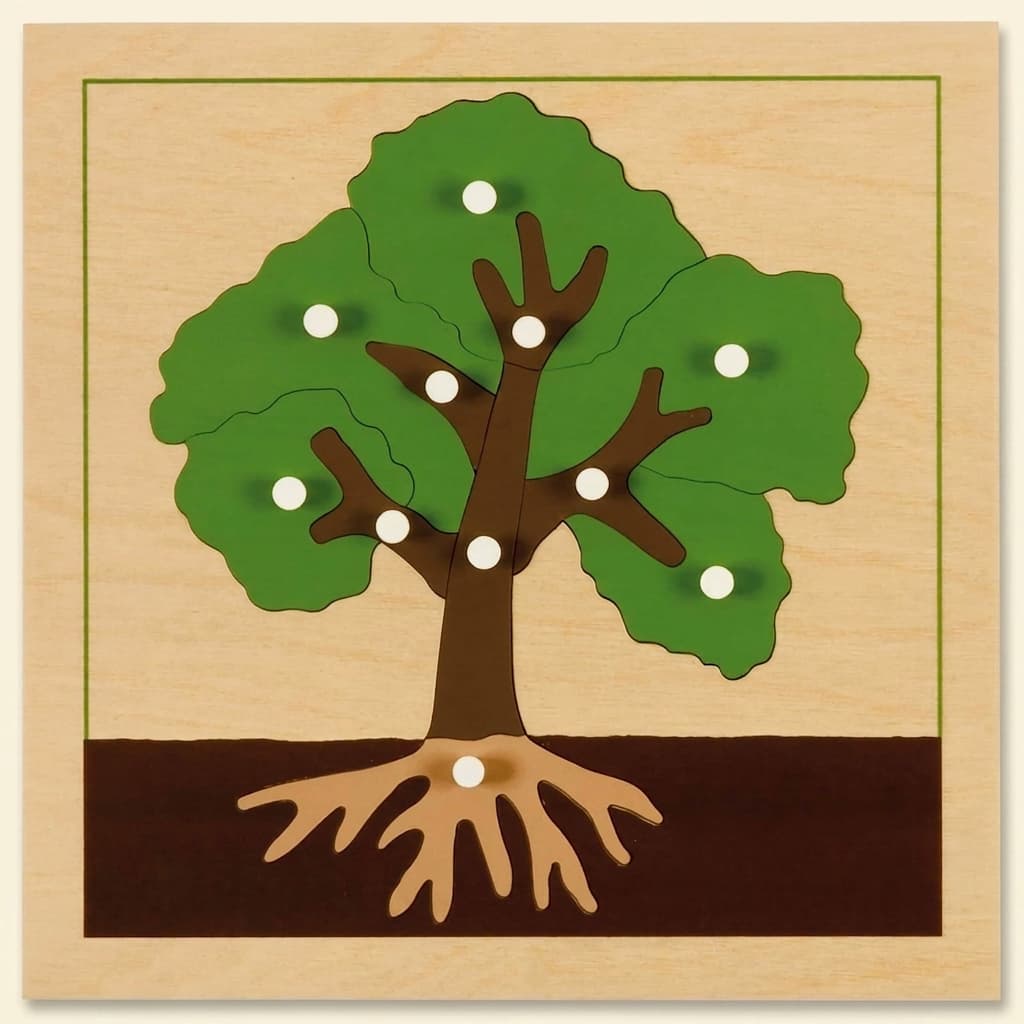 Botanik-Puzzle: Baum - Montessori Material | Faborino