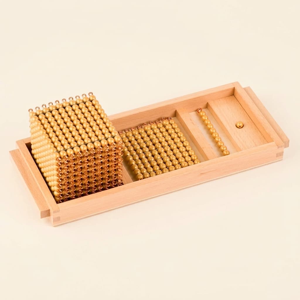 Einführung in die Dezimalmenge: Einzelperlen Nylon - Montessori Material | Faborino