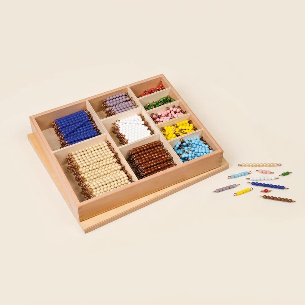 Multiplikations-Perlenstab-Box: Glasperlen für das Einmaleins - Montessori Material | Faborino
