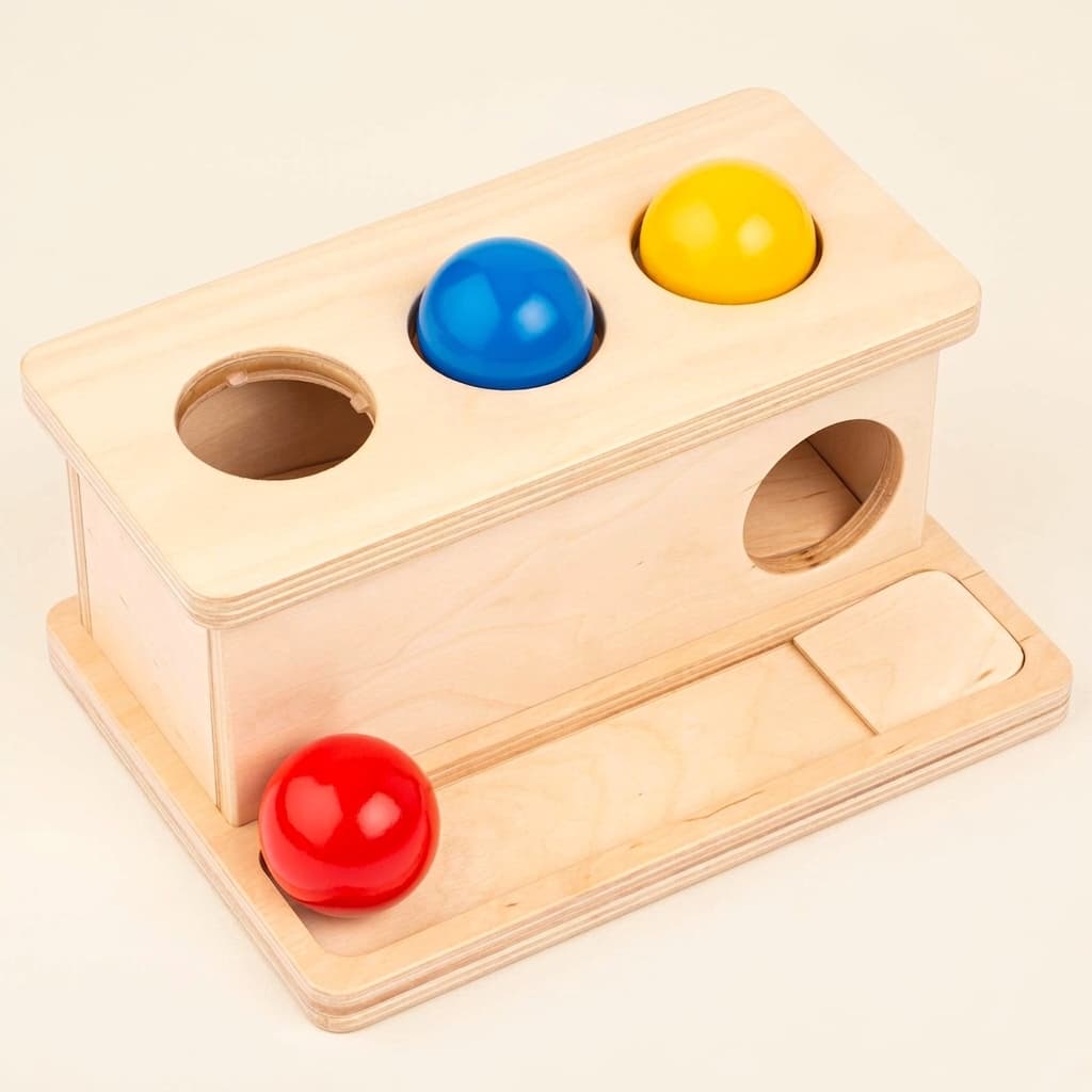Schiebebox: Objektpermanenz-Entwicklungsaktivität - Montessori Material | Faborino
