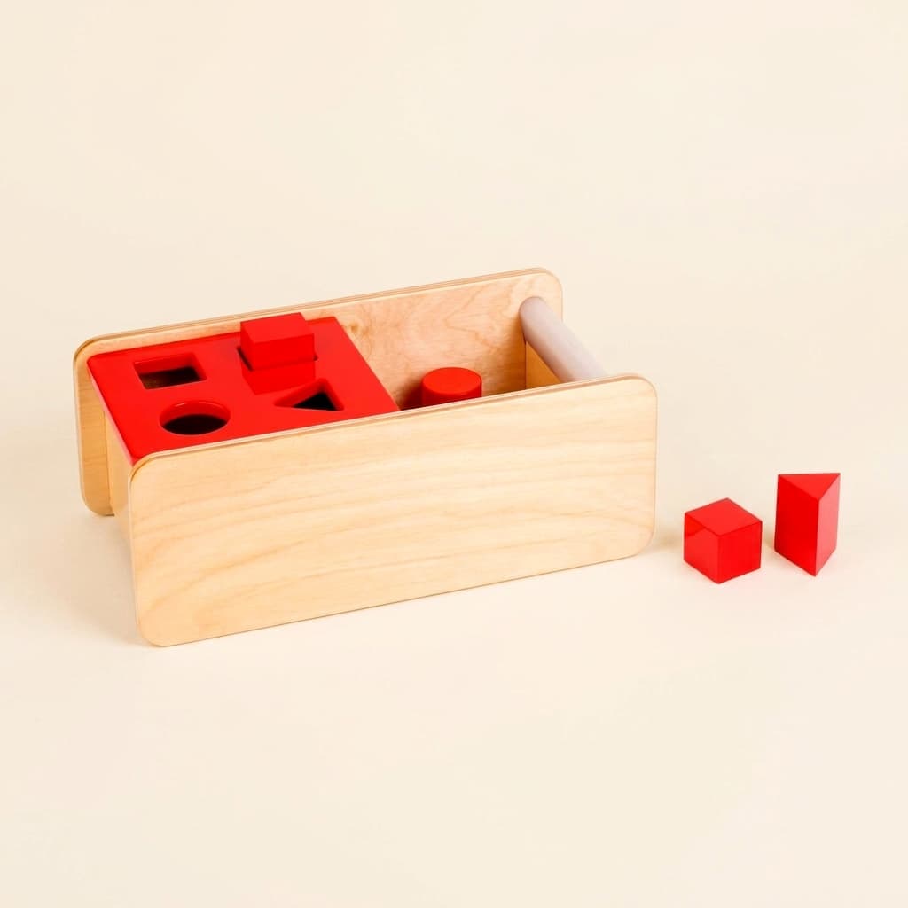 Imbucare Box: Klappdeckel mit 4 Formen für Kleinkinder - Montessori Material | Faborino