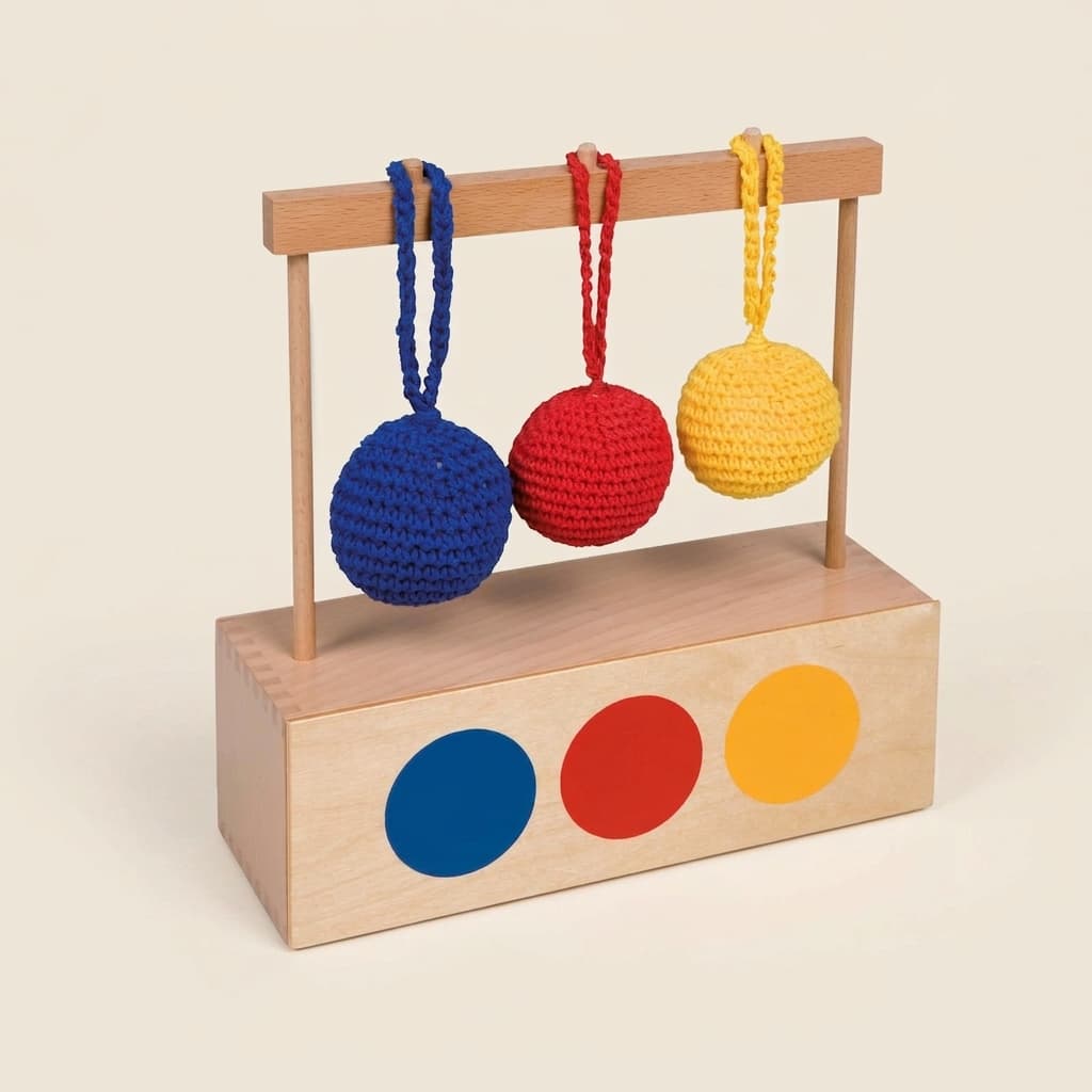 Imbucare Box: 3 farbige Strickbälle für Formenzuordnung - Montessori Material | Faborino