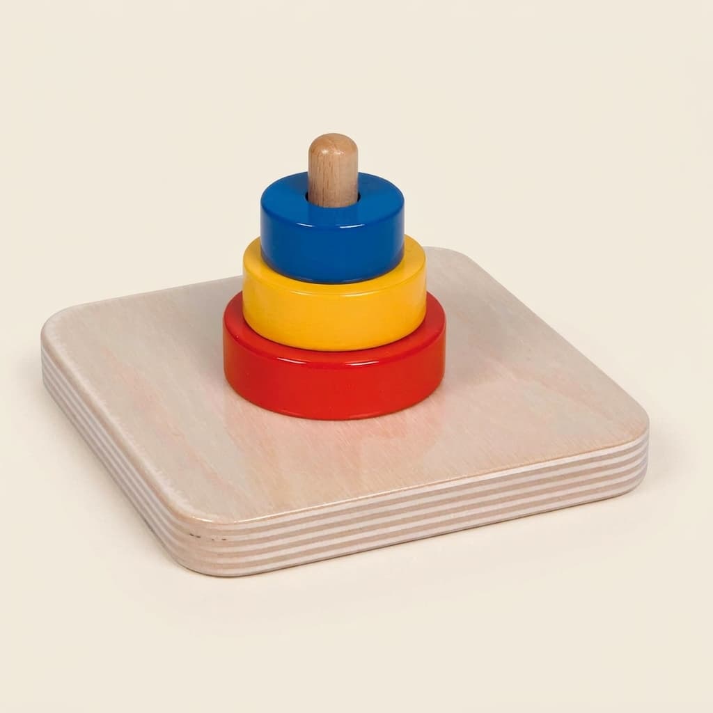 Drei Scheiben auf senkrechtem Dübel - Montessori Material | Faborino