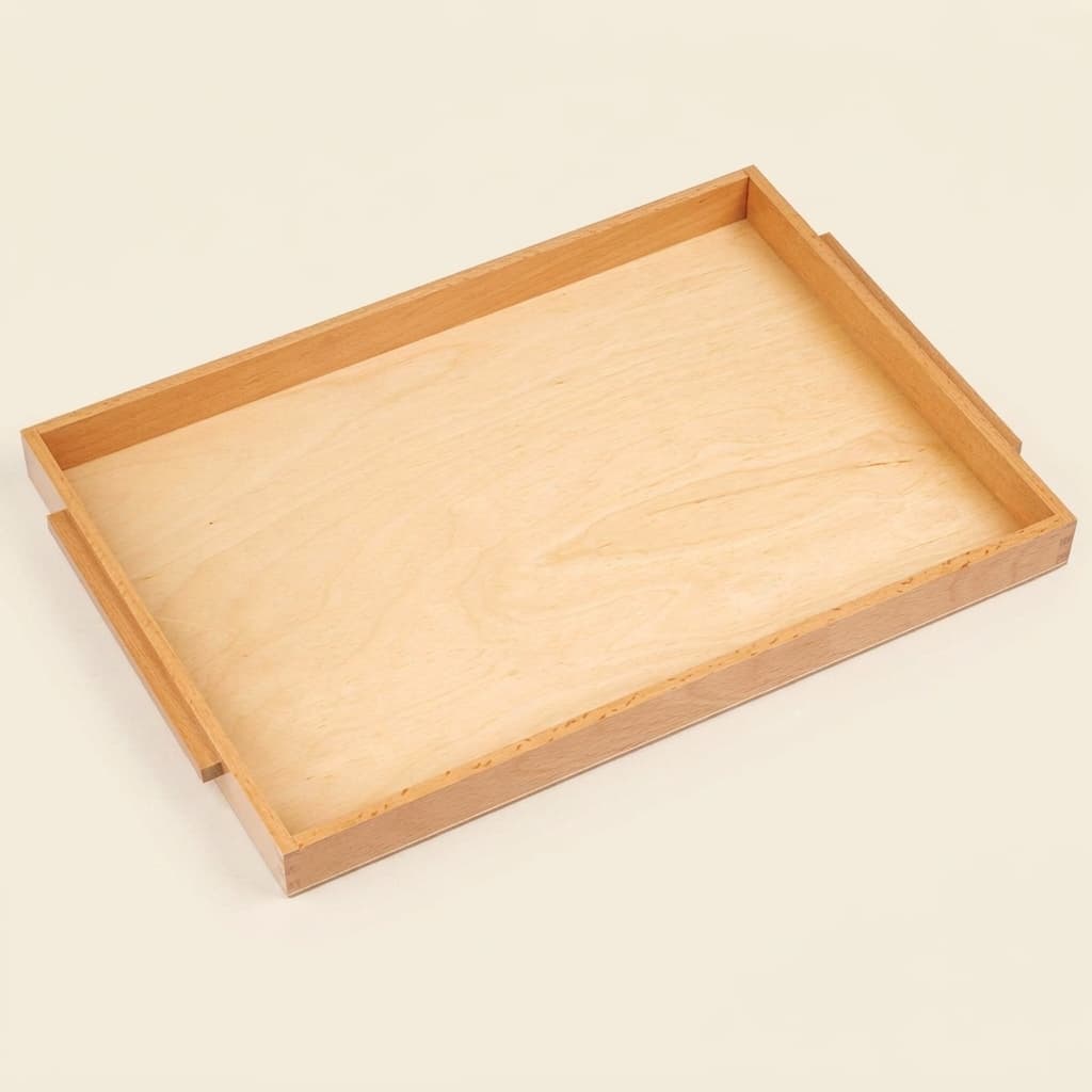 Großes Holztablett mit Griffen - Montessori Material | Faborino