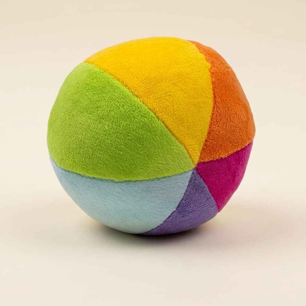 Weicher Sensorikball: Strukturierte Stoffe mit Rassel für Säuglinge - Montessori Material | Faborino