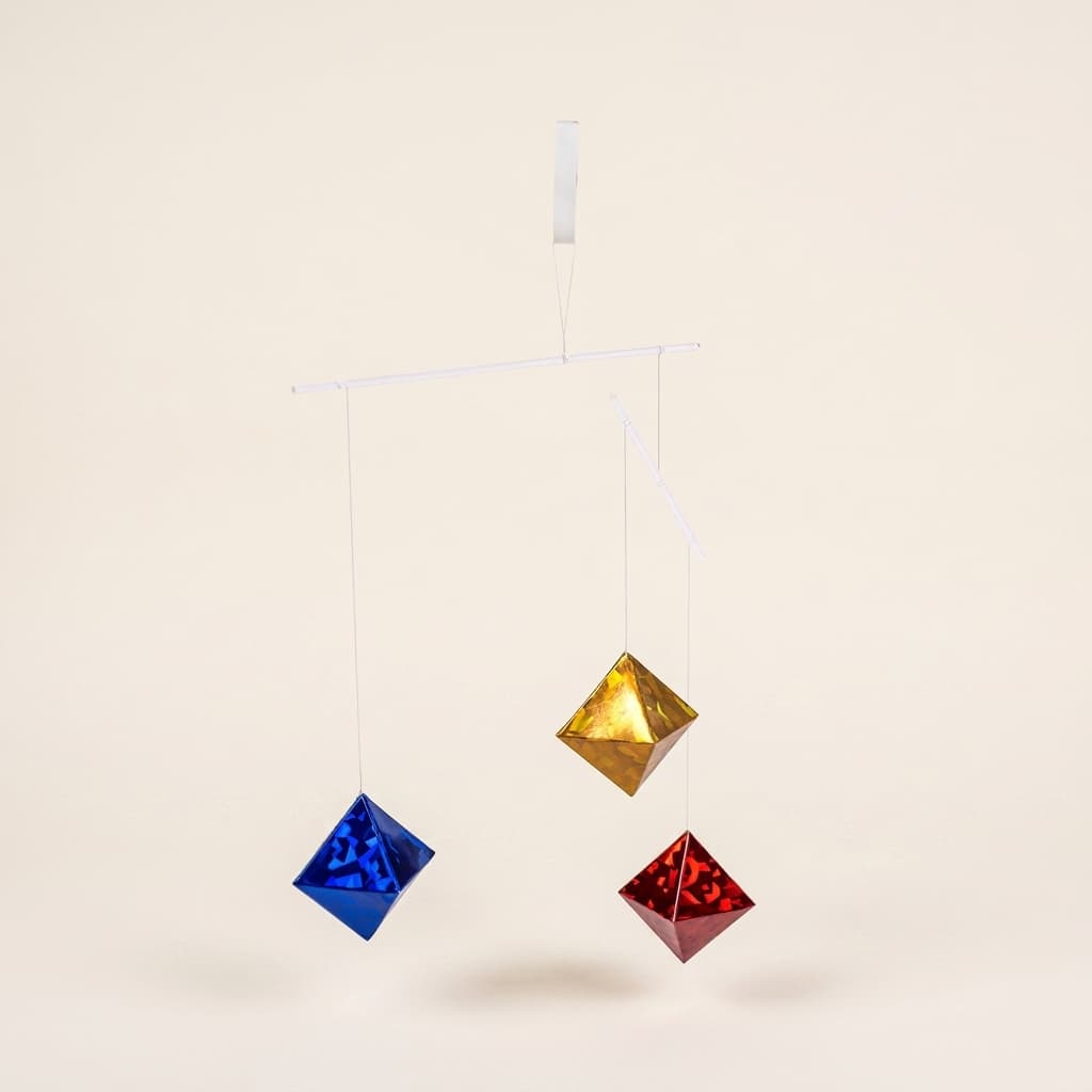 Oktaeder-Mobile: Geometrische Kristallformen für visuelle Entwicklung - Montessori Material | Faborino