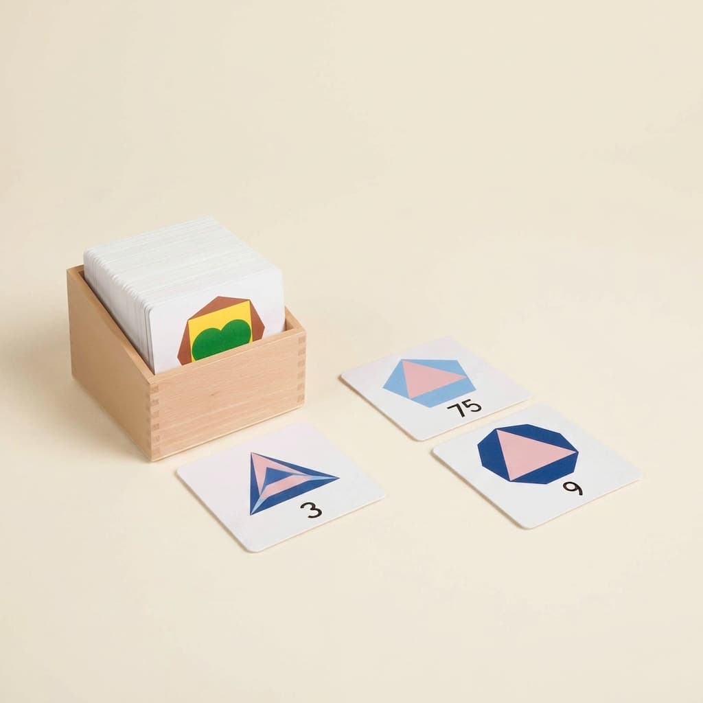 Box mit großen Zahlenkarten: Visuelle Zahlenerkennung & Geometrie - Montessori Material | Faborino