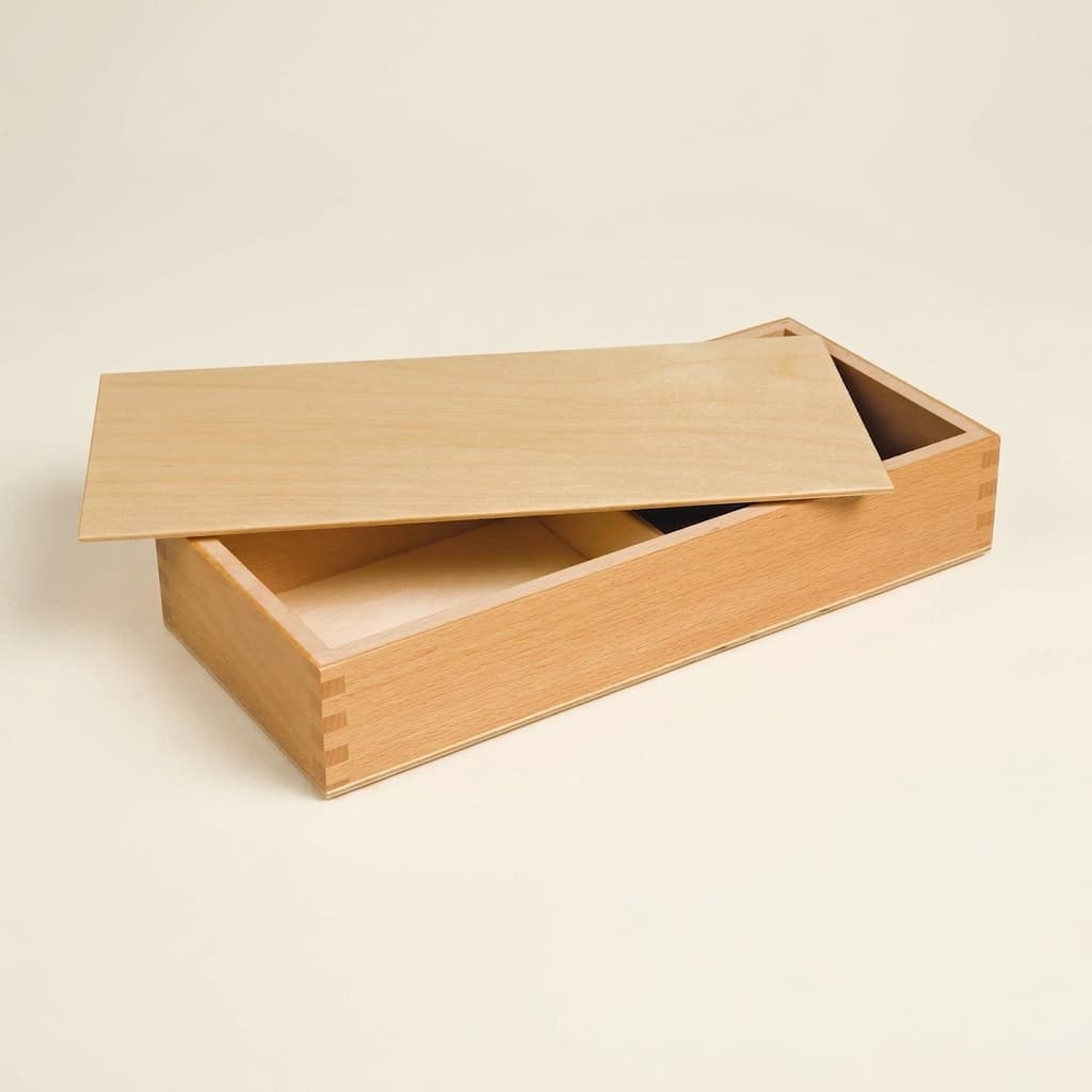 Uhrstempel-Box: Holzaufbewahrung mit Schiebedeckel - Montessori Material | Faborino