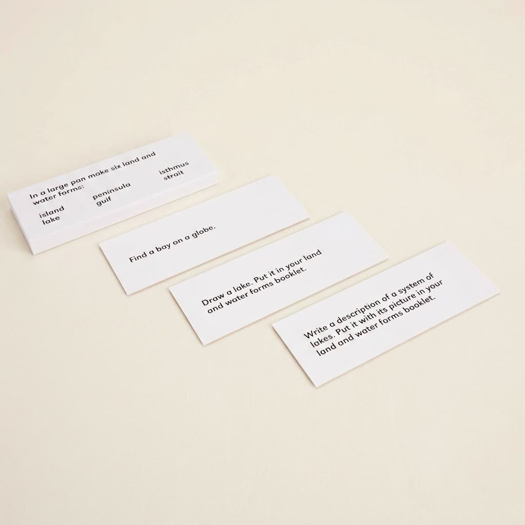 Land- und Wasserformen: Befehlskarten - Montessori Material | Faborino