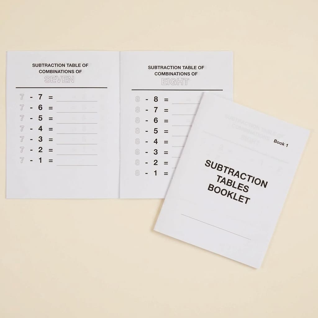 Subtraktionstabellen-Heft: 1 - Montessori Material | Faborino