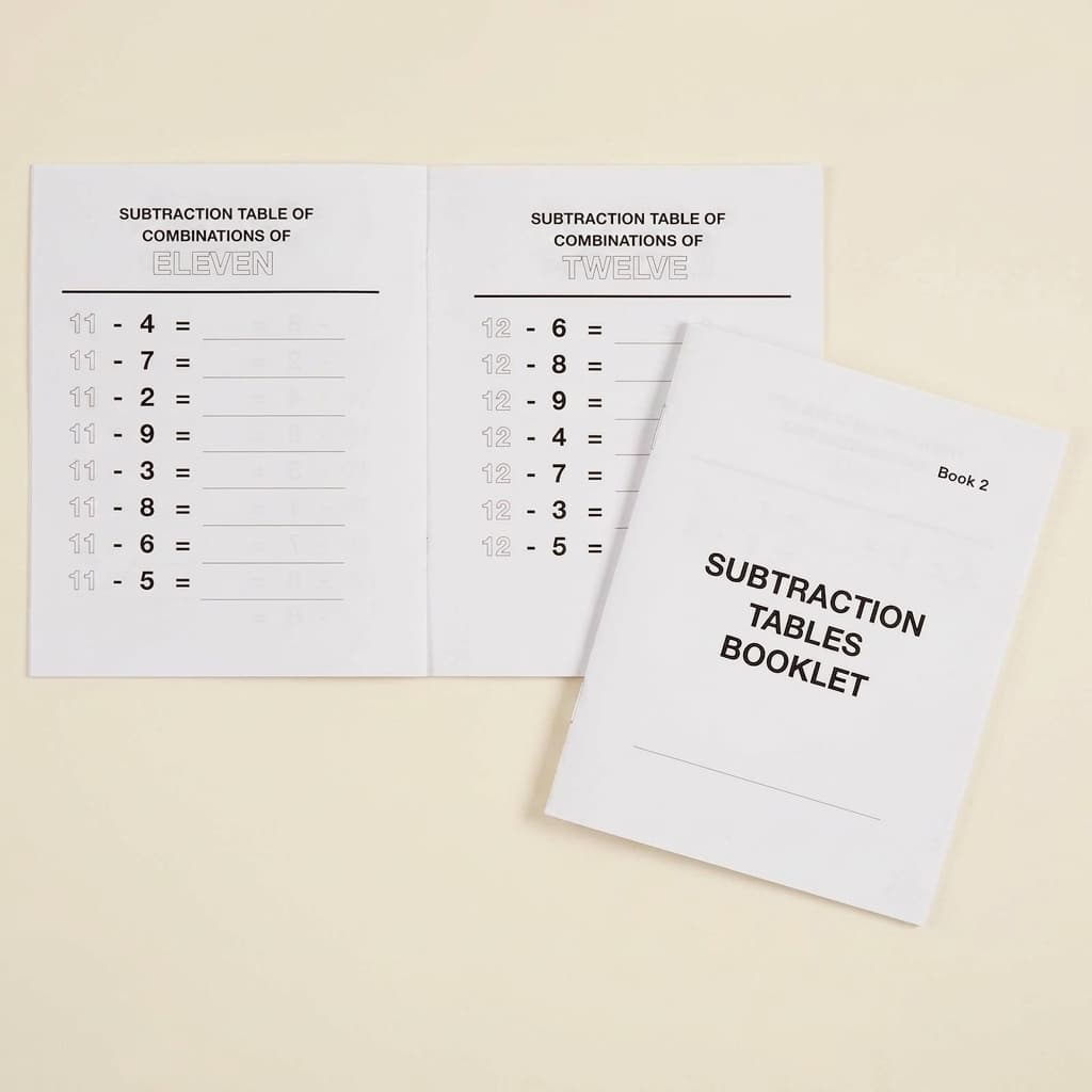 Subtraktionstabellen-Heft: 2 - Montessori Material | Faborino