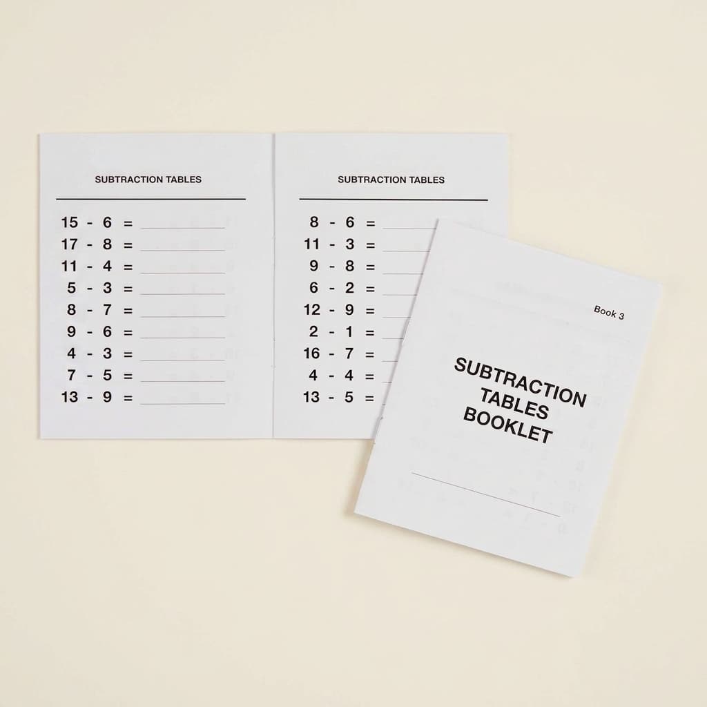 Subtraktionstabellen-Heft: 3 - Montessori Material | Faborino