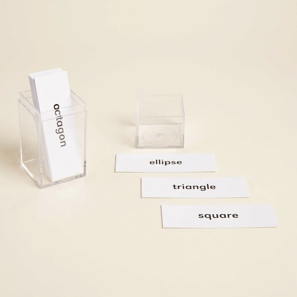 Geometrische Anfängerkarten: Formenvokabular für erste Geometrie - Montessori Material | Faborino