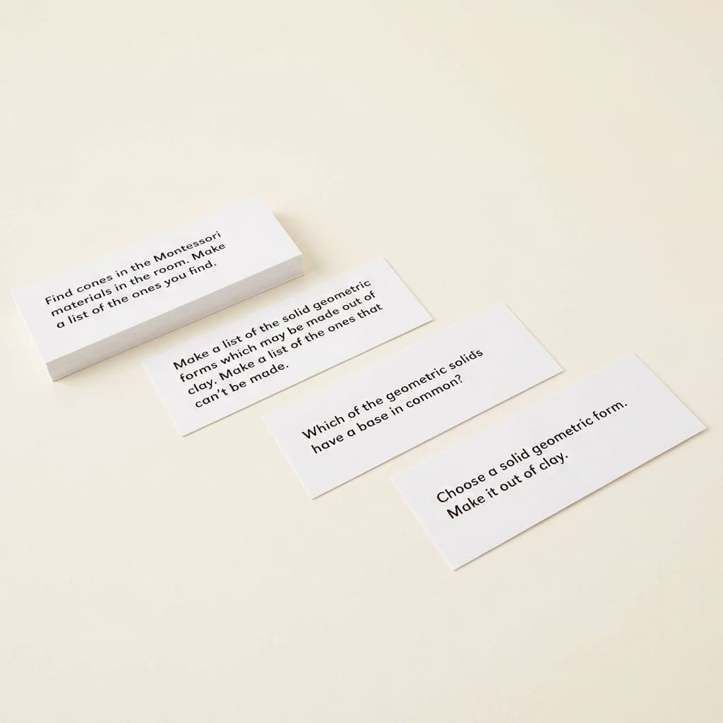 Geometrische Körper Befehlskarten: Aktivitätsanleitungen - Montessori Material | Faborino