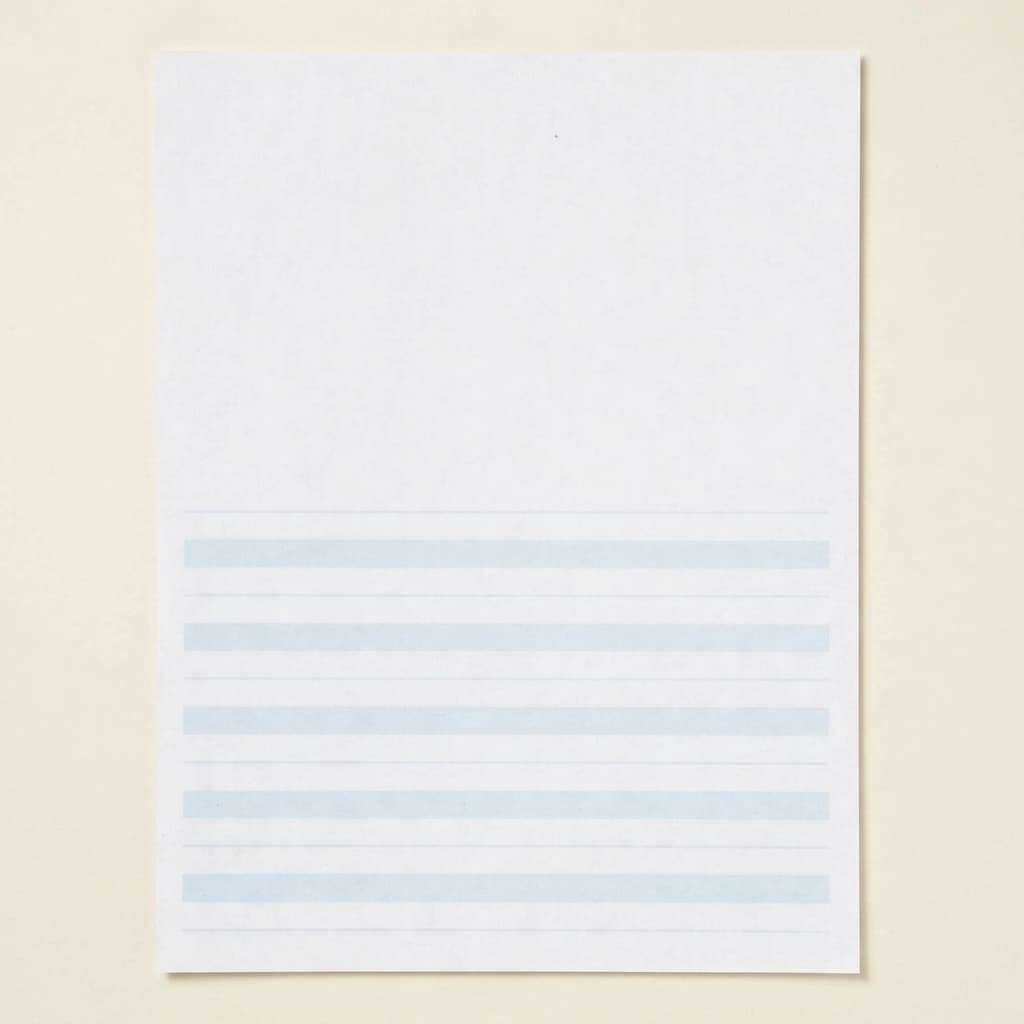 Schreibpapier: Blaue Linien - 8,5 × 11 Zoll (500) - Montessori Material | Faborino