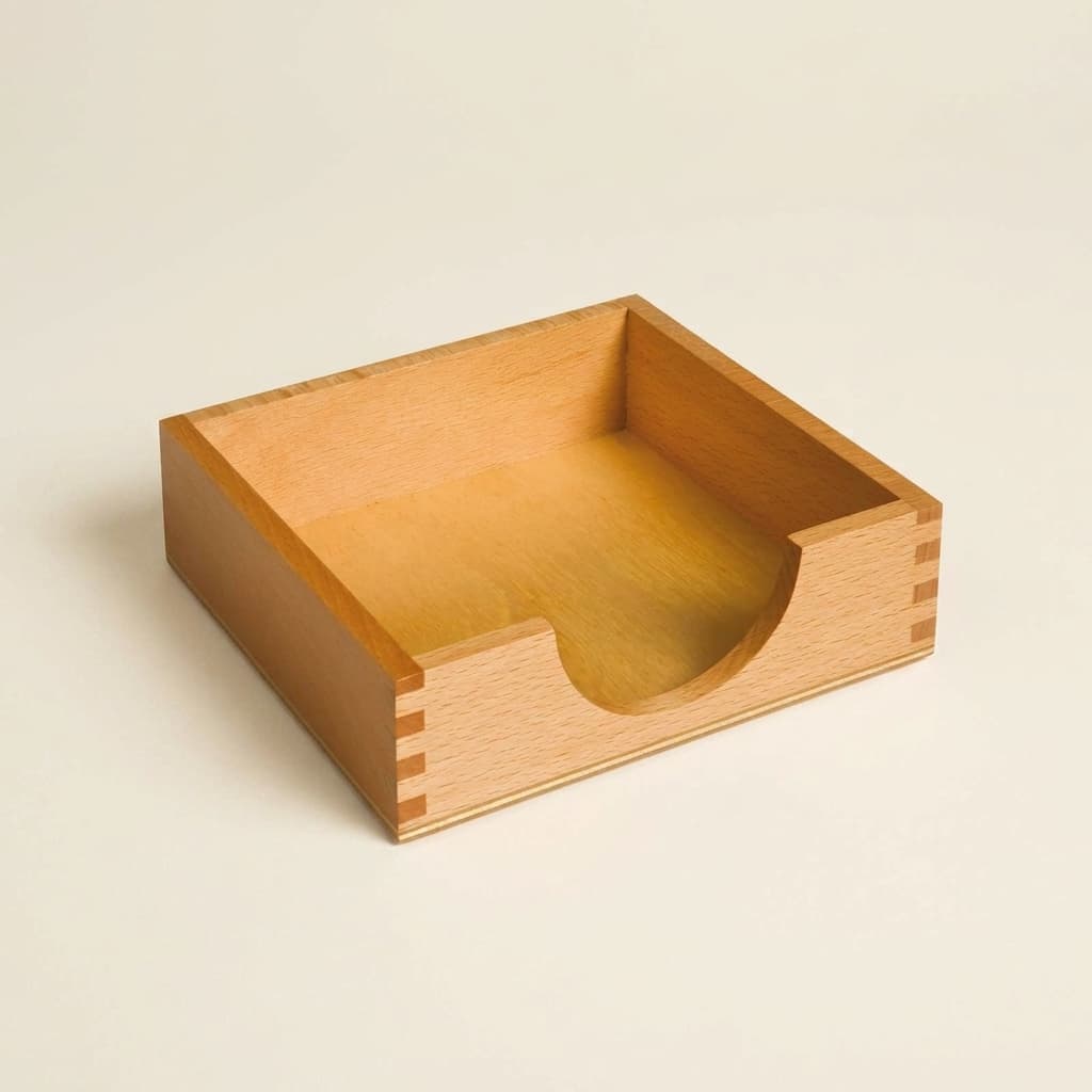 Papieraufbewahrungsbox: 14×14cm Holzhalter für praktisches Leben - Montessori Material | Faborino