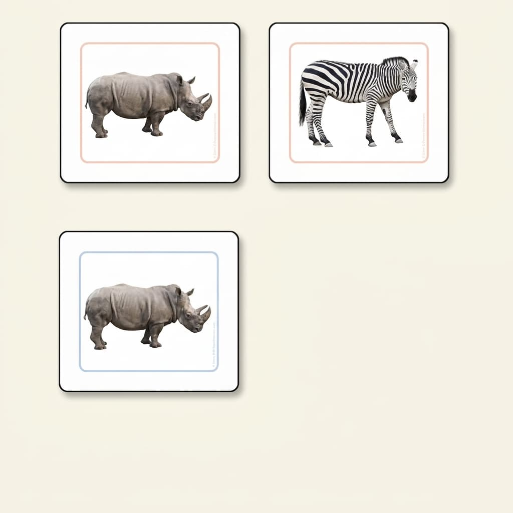 Afrikanische Tiere Zuordnungskarten - Montessori Material | Faborino