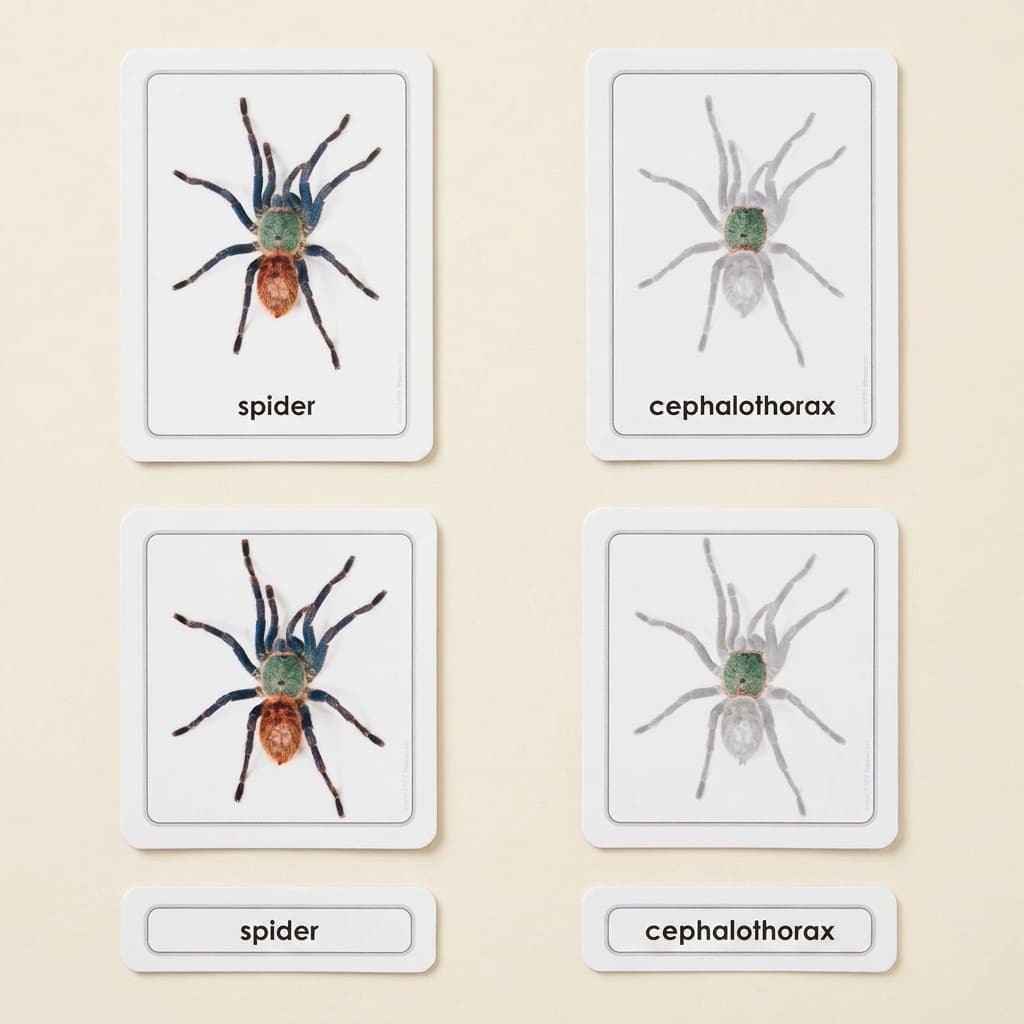 Teile einer Spinne (Spinnentiere) - Montessori Material | Faborino