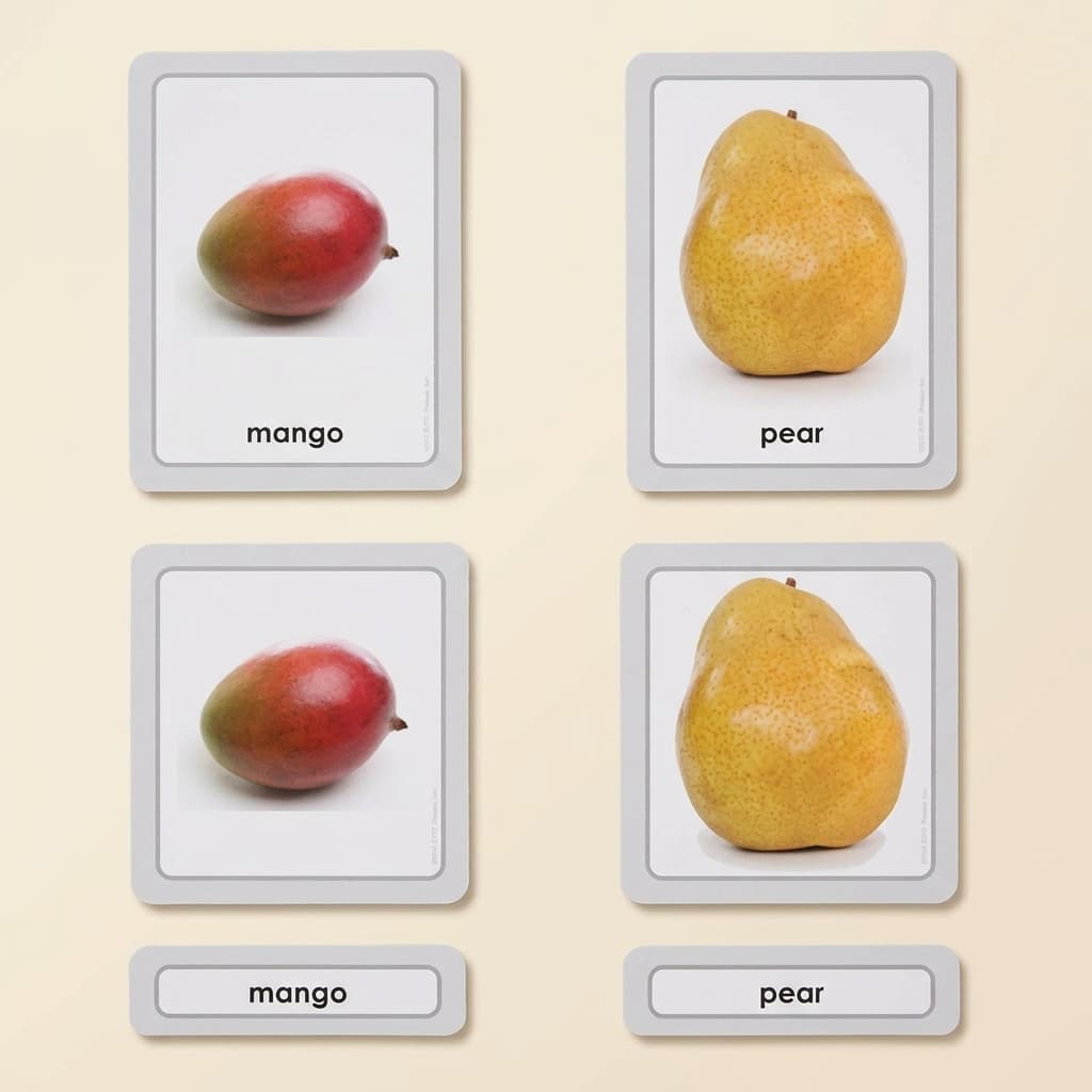 3-Teile-Karten: Obst - Montessori Material | Faborino
