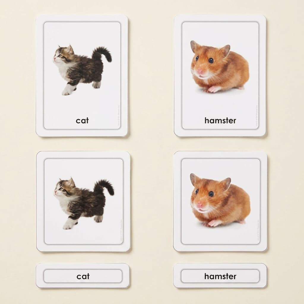 Haustiere: 3-Teil-Karten - Montessori Material | Faborino