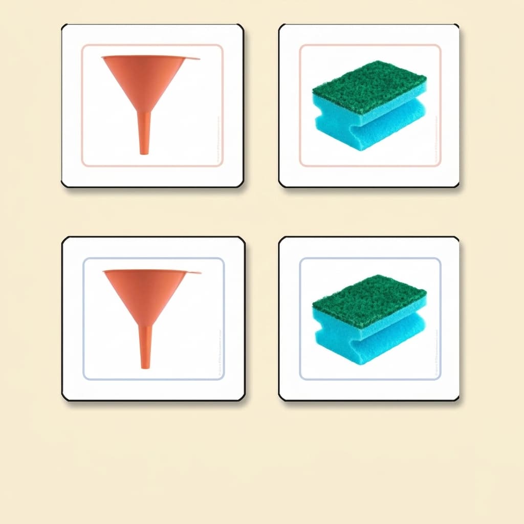 Küchenutensilien-Zuordnungskarten - Montessori Material | Faborino