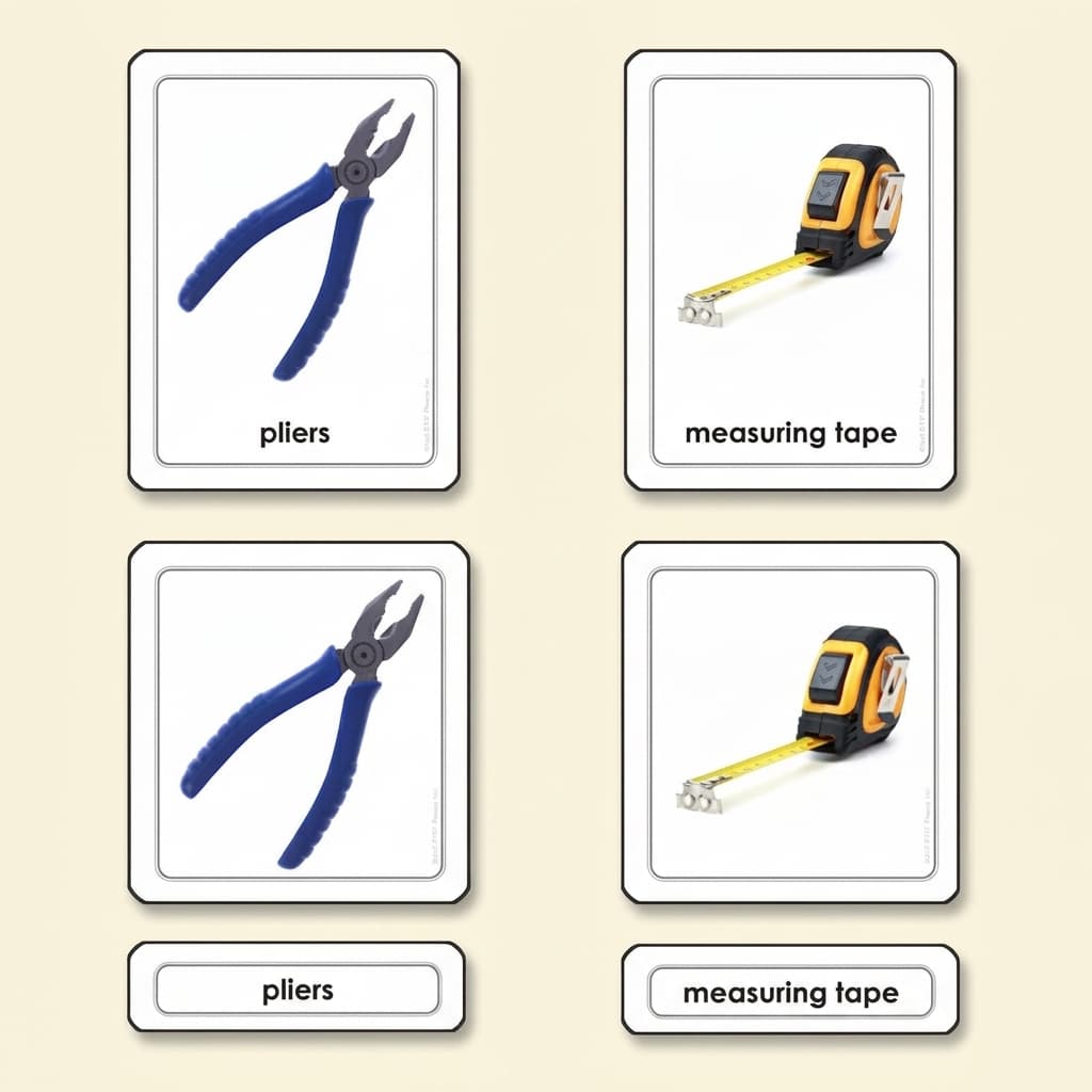 Werkzeuge: 3-teilige Karten - Montessori Material | Faborino