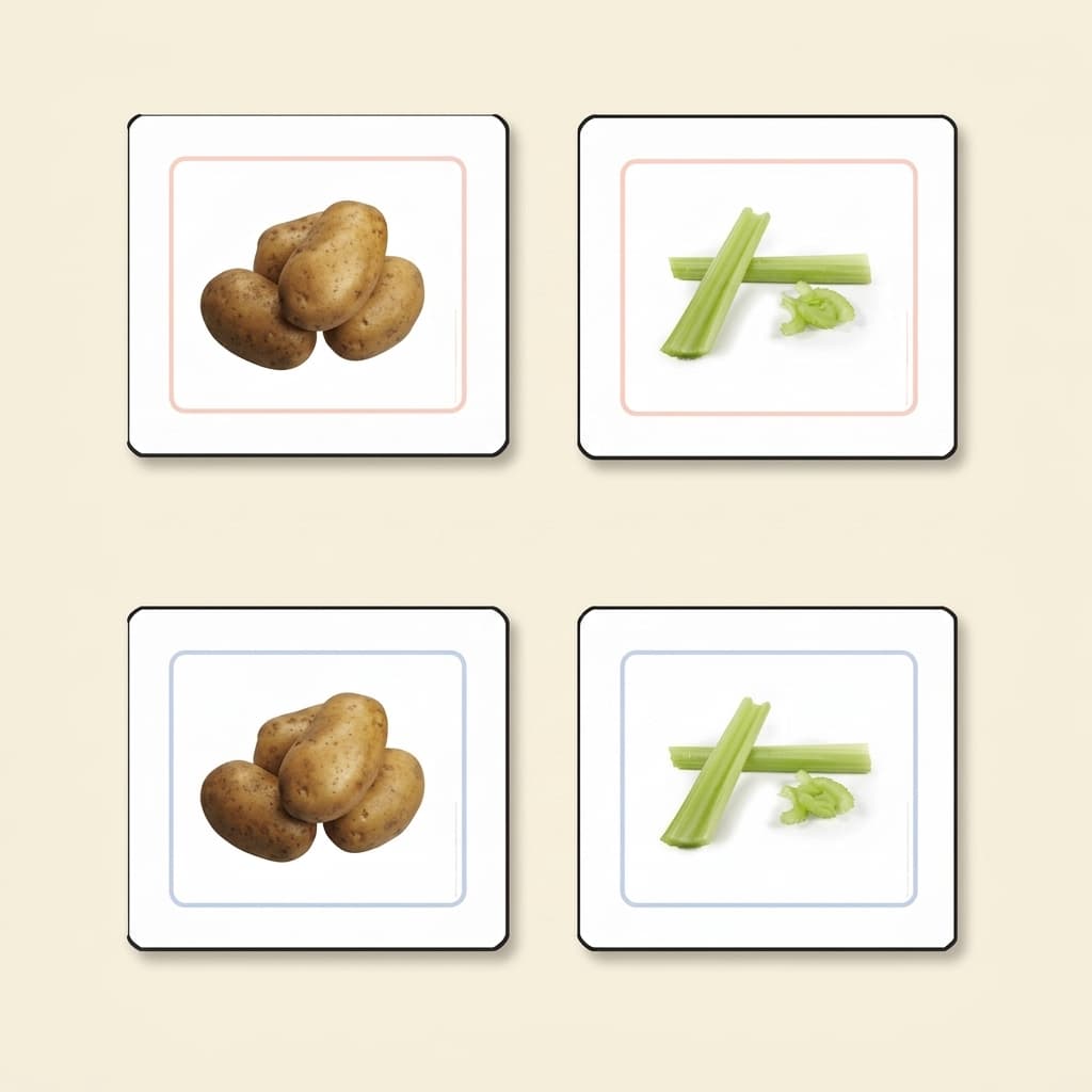 Gemüse-Zuordnungs-Arbeitskarten (Spanisch) - Montessori Material | Faborino