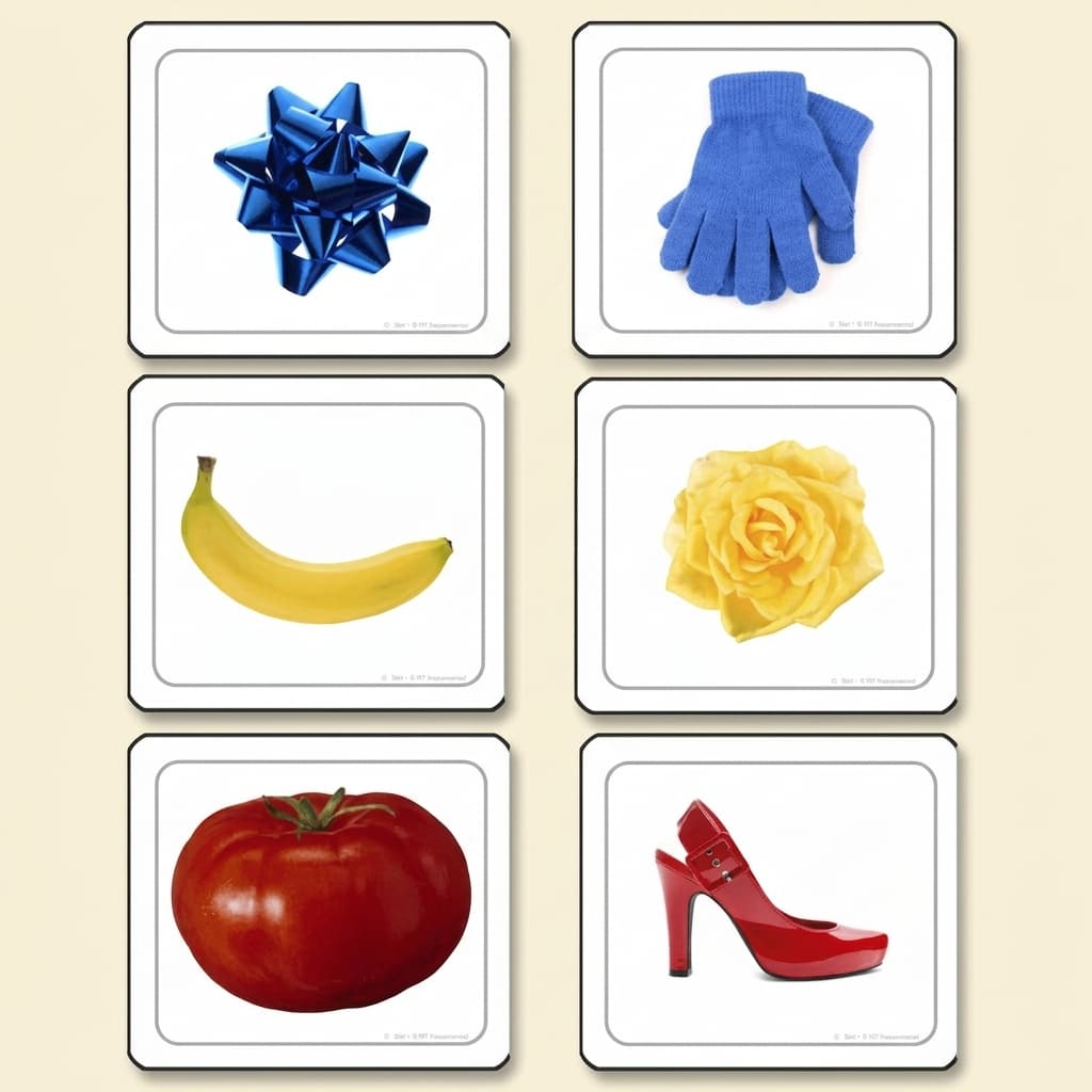 Farbenkasten I: Visuelle Diskriminierung mit Fotokarten - Montessori Material | Faborino
