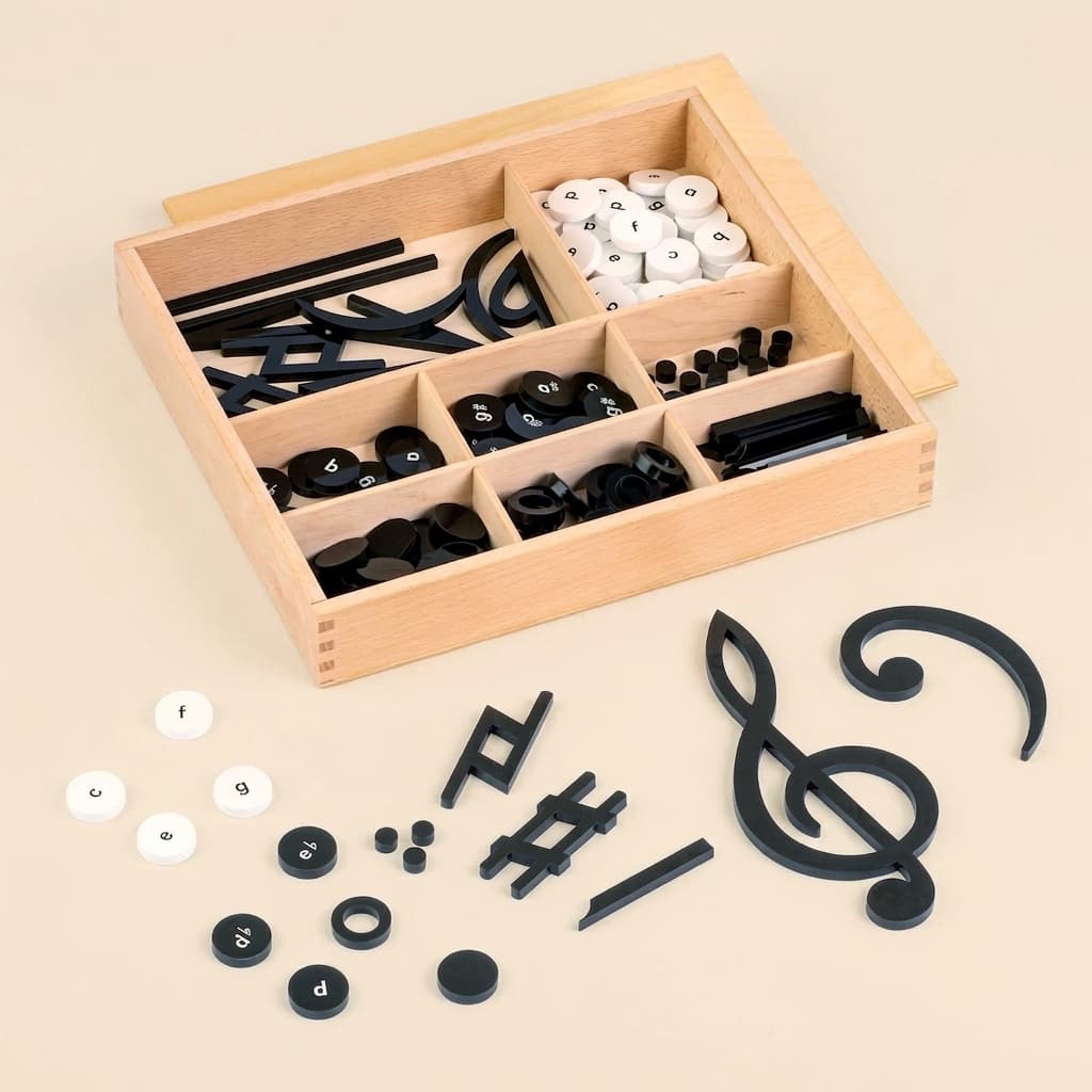 Hudobné znaky a noty k zvončekom - Montessori Material | Faborino