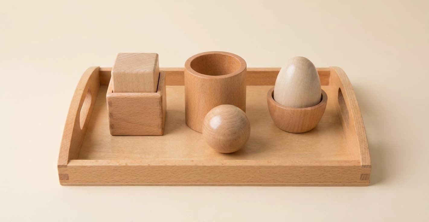 Cvičení vkládání 3D objektů - Montessori Material | Faborino