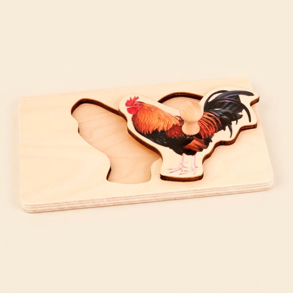 Puzzle pro nejmenší: Kohout - Montessori Material | Faborino