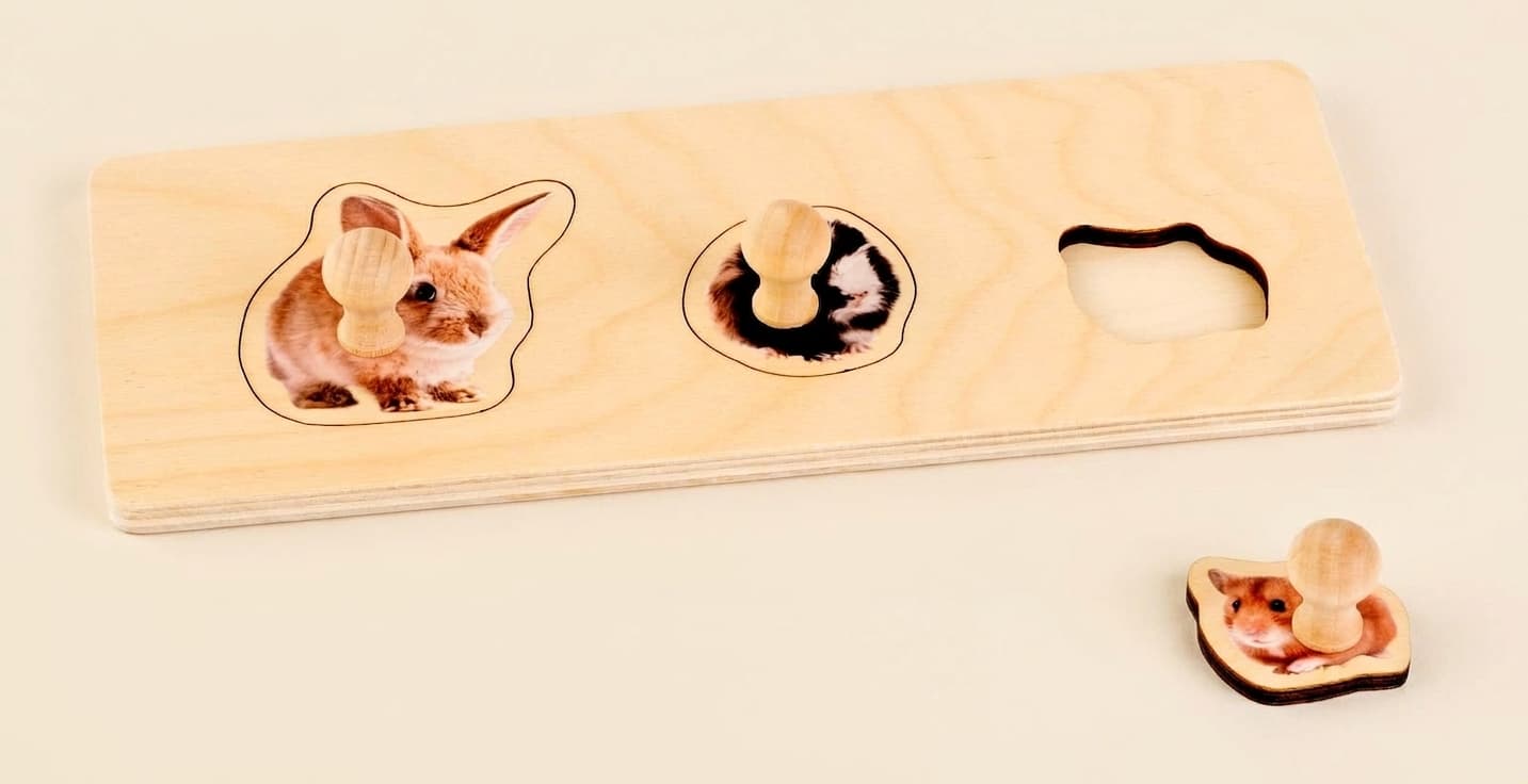 Puzzle pro nejmenší: 3 hlodavci - Montessori Material | Faborino