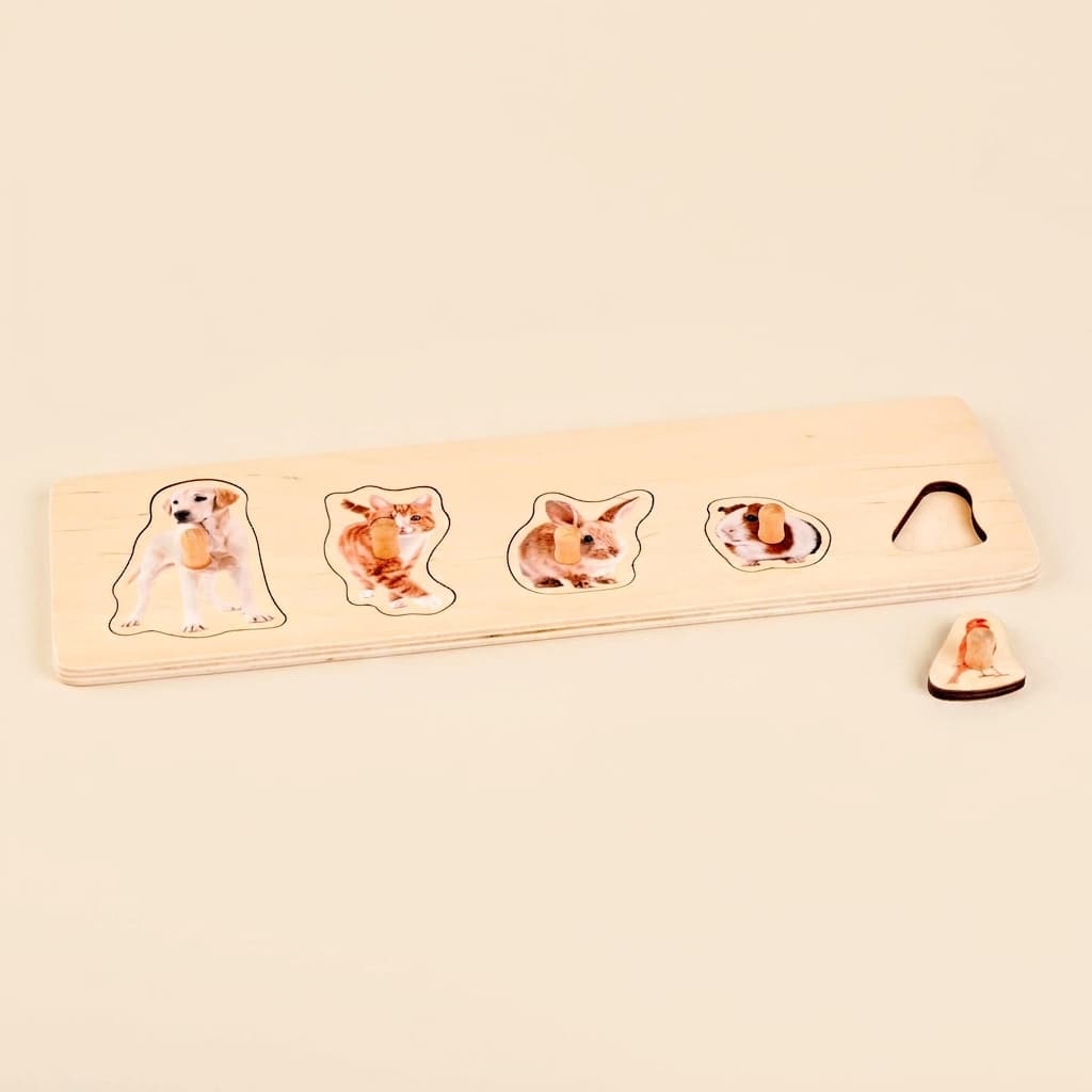Puzzle pro nejmenší: 5 domácích mazlíčků - Montessori Material | Faborino