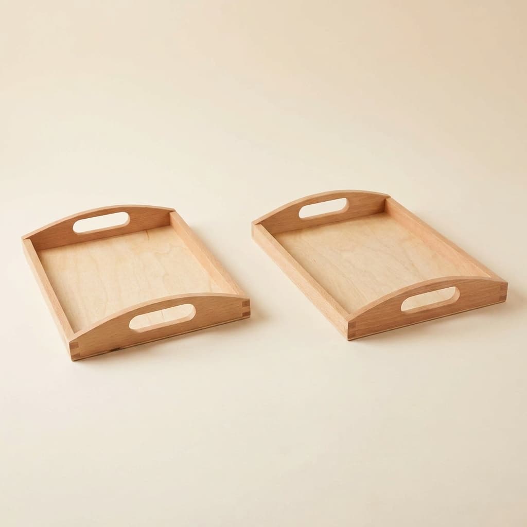 Dřevěný tácek malý: sada 2 ks - Montessori Material | Faborino