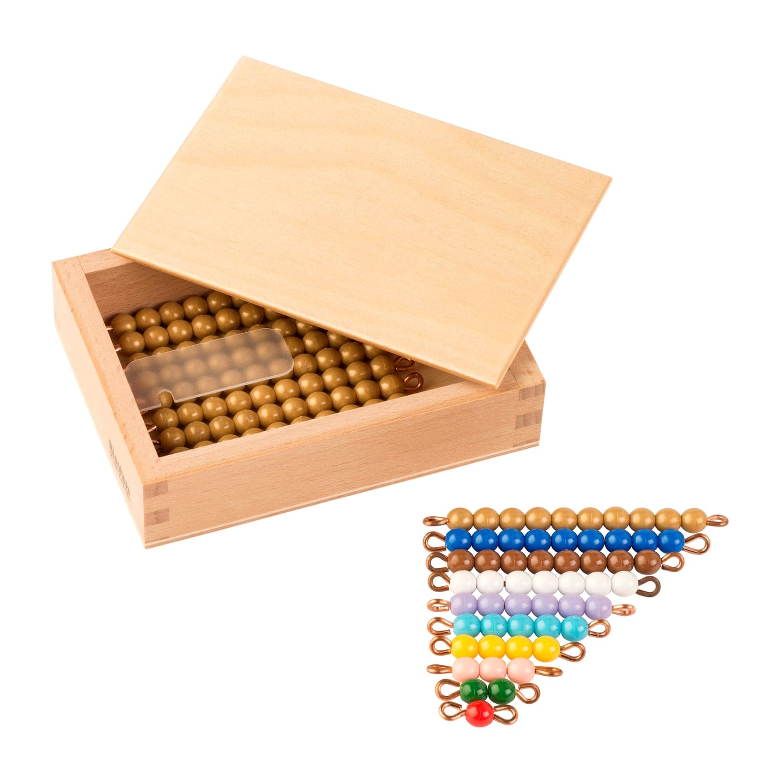 Teen Bead Box — Golden Ten-Chains & Coloured Bead Stair — Montessori Material | Faborino