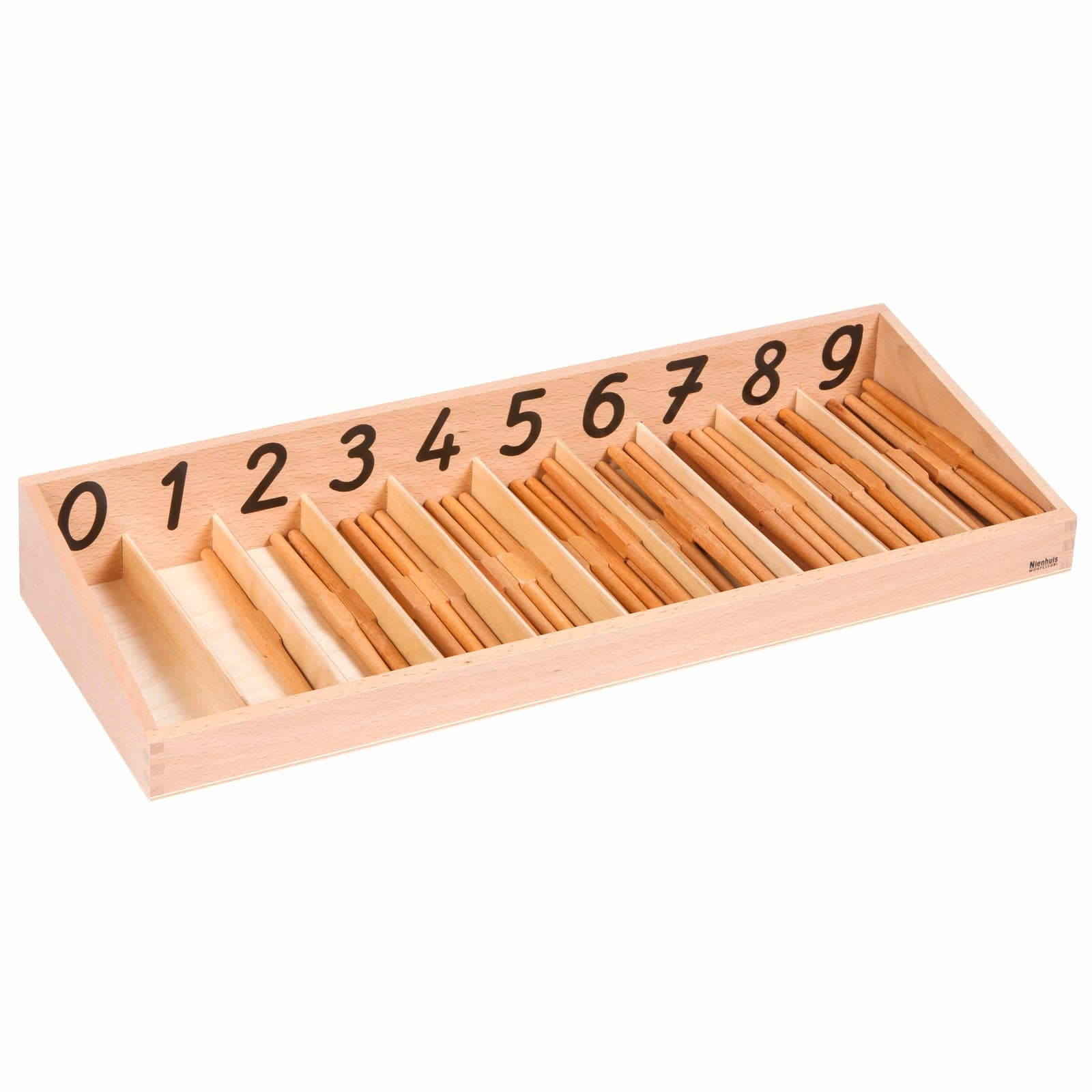 Spindle Box — Zero Concept & Counting 0-9 with Wooden Compartments — View 1