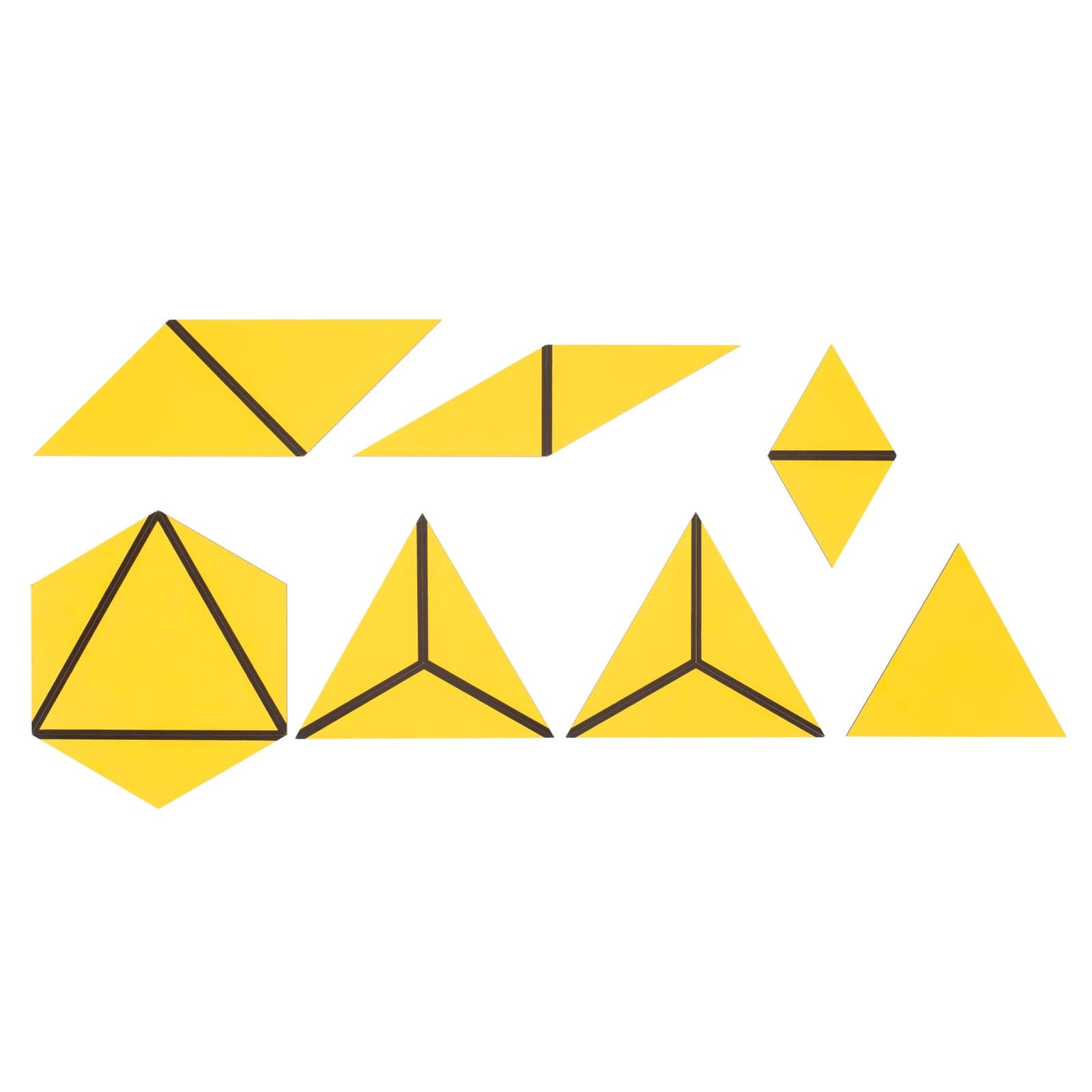 Set Of Yellow Constructive Triangles — Montessori Material | Faborino
