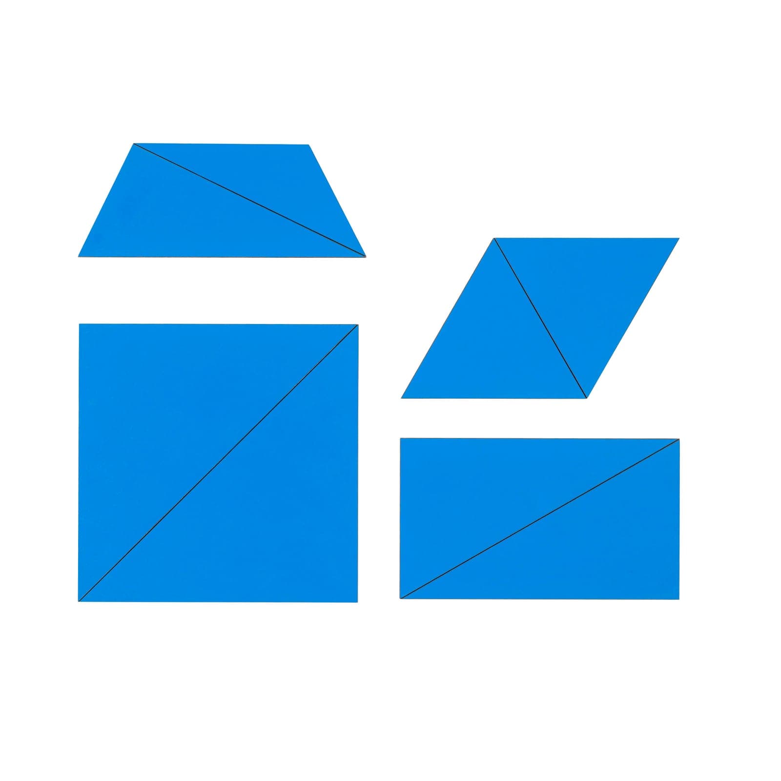 Set Of Blue Constructive Triangles — Montessori Material | Faborino