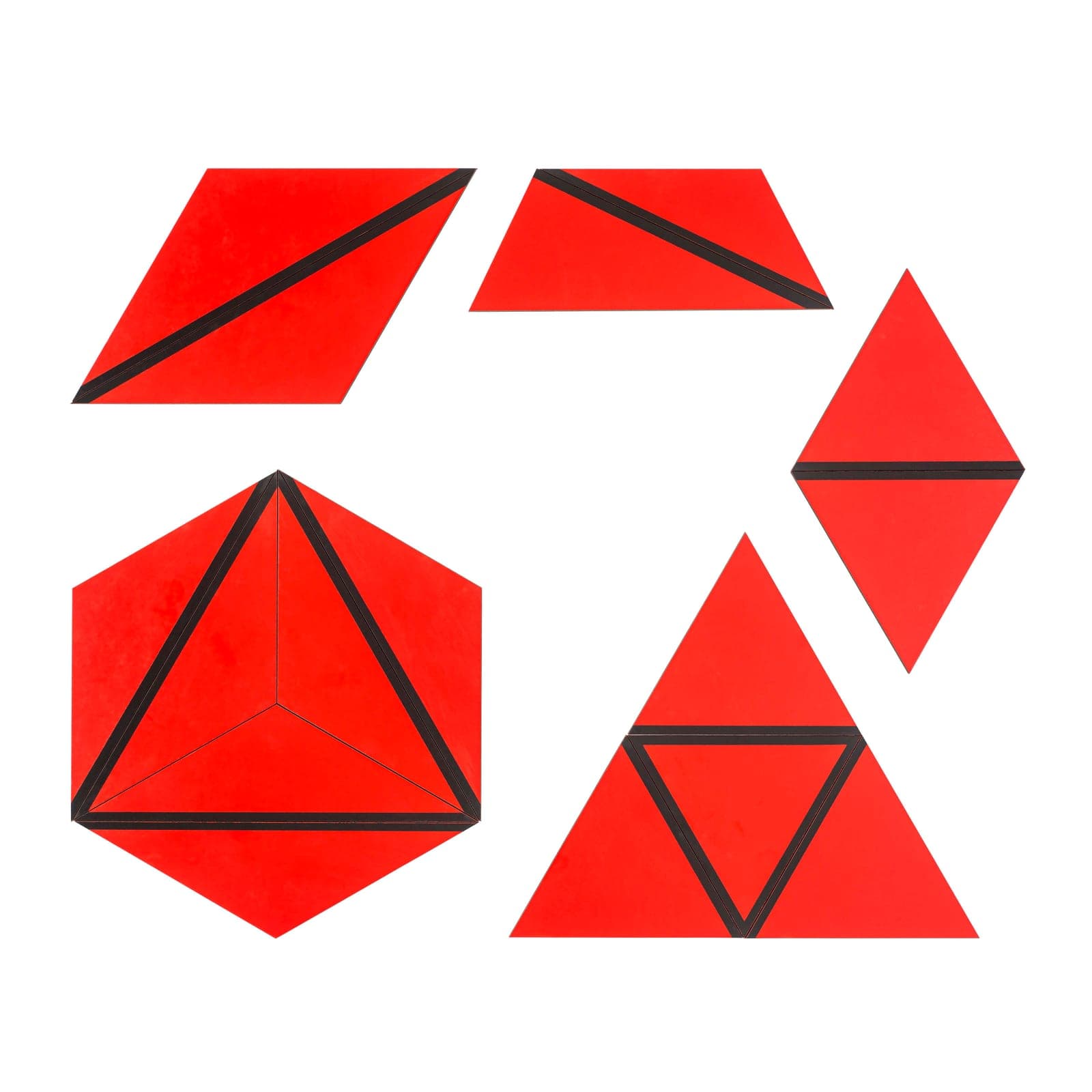 Set Of Red Constructive Triangles — Montessori Material | Faborino