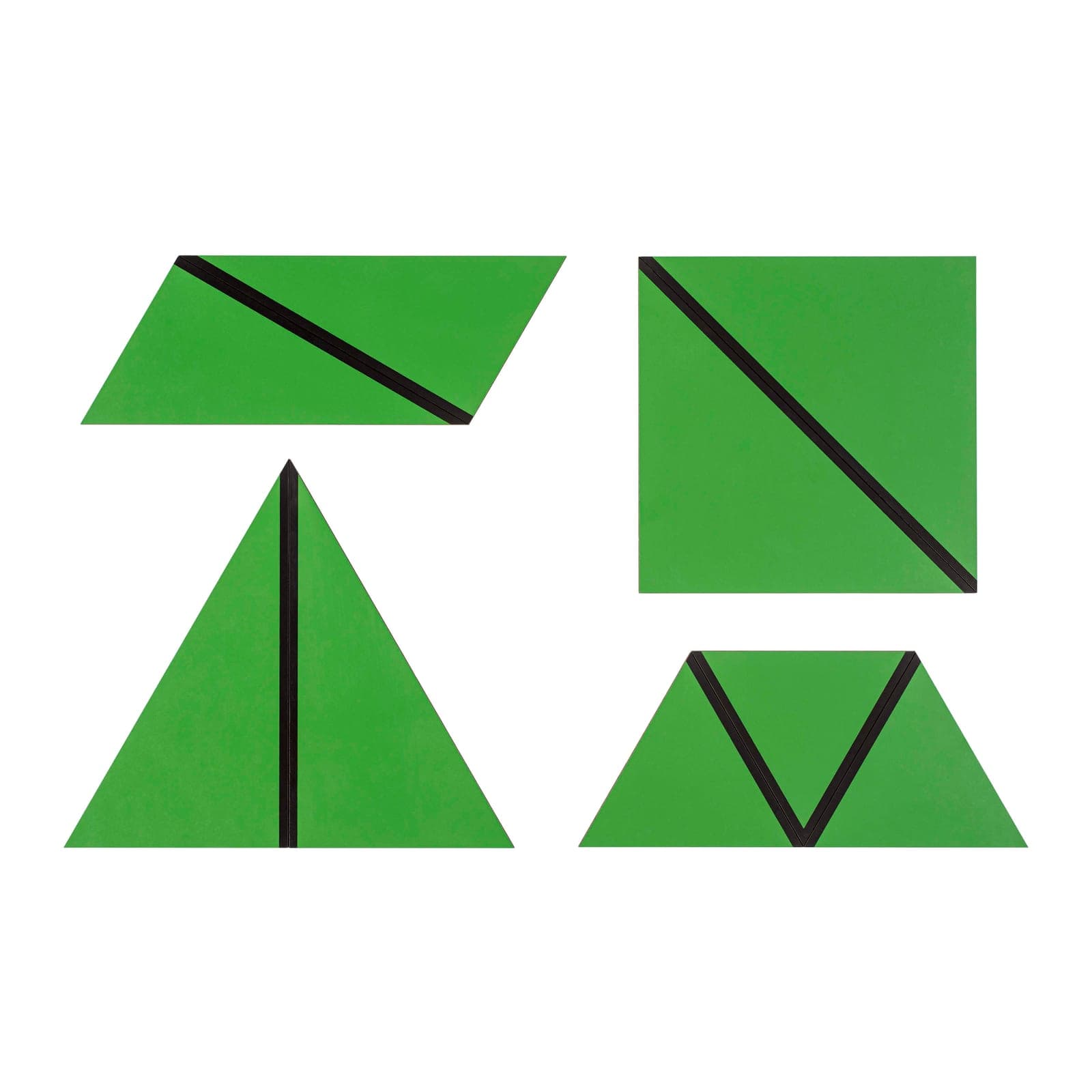 Set Of Green Constructive Triangles — Montessori Material | Faborino
