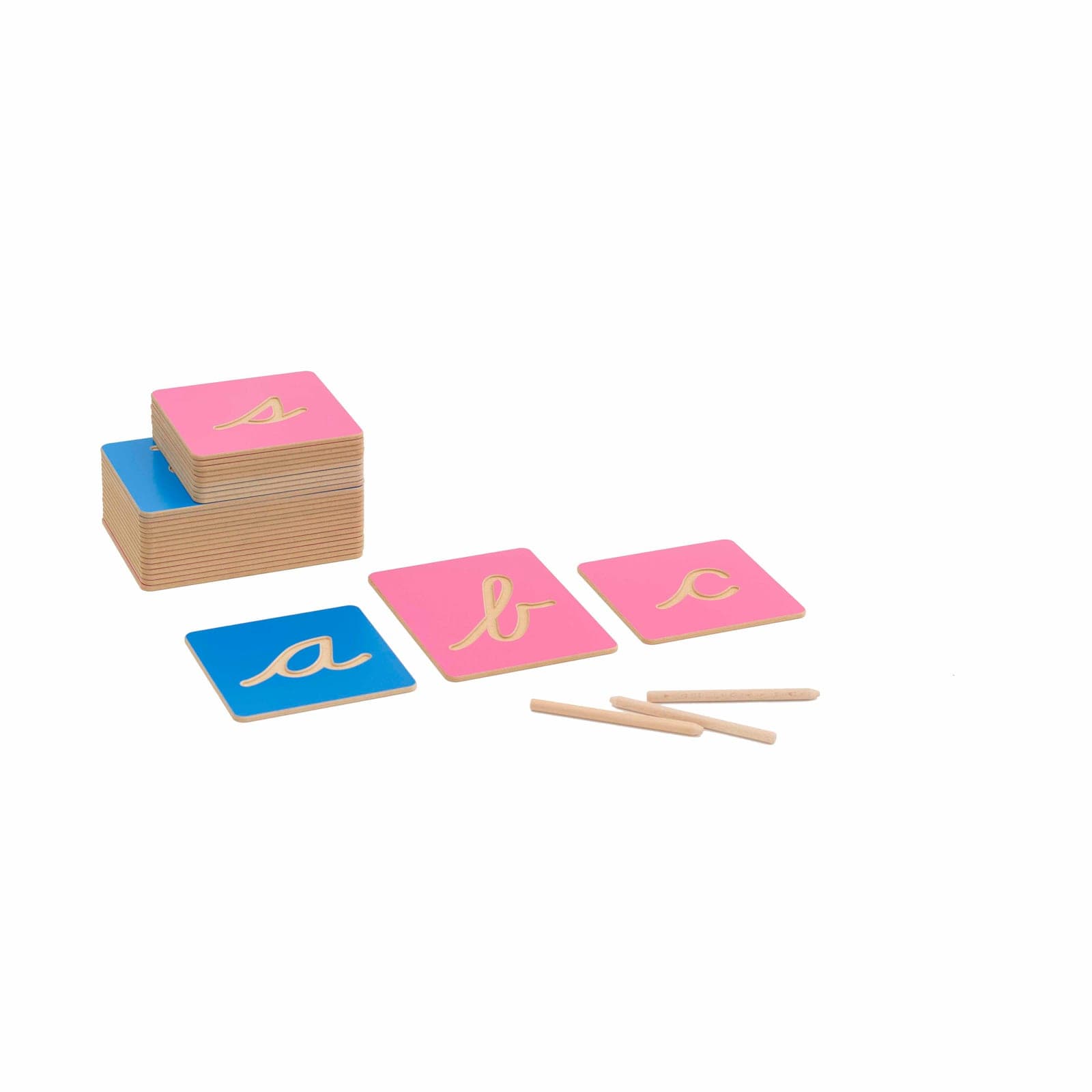 Hollow Letter Shapes: US Cursive — Montessori Material | Faborino