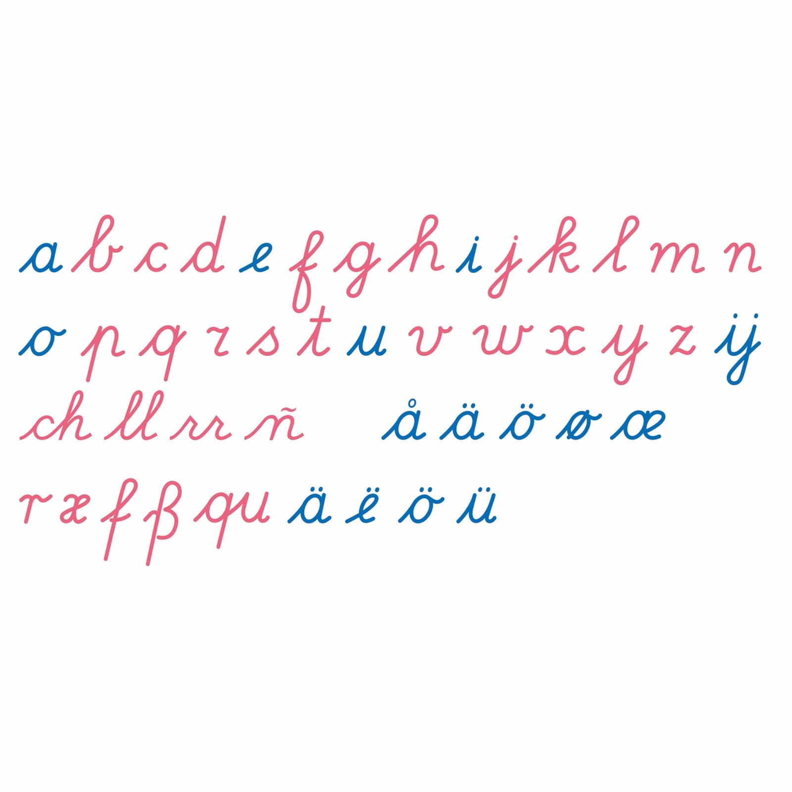 Large Movable Alphabet: International Cursive — Montessori Material | Faborino
