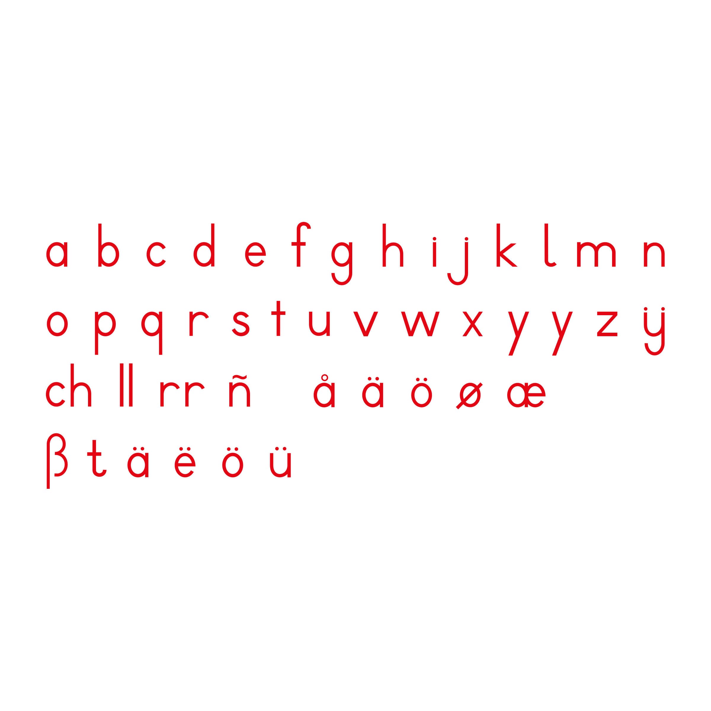 Small Movable Alphabet: International Print - Red — Montessori Material | Faborino
