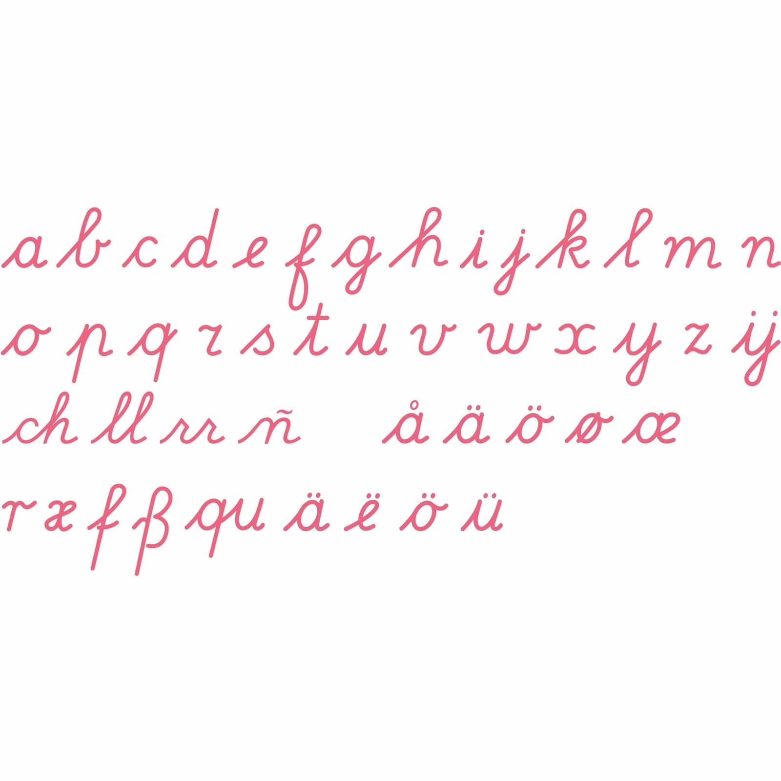 Medium Movable Alphabet: International Cursive - Red — Montessori Material | Faborino