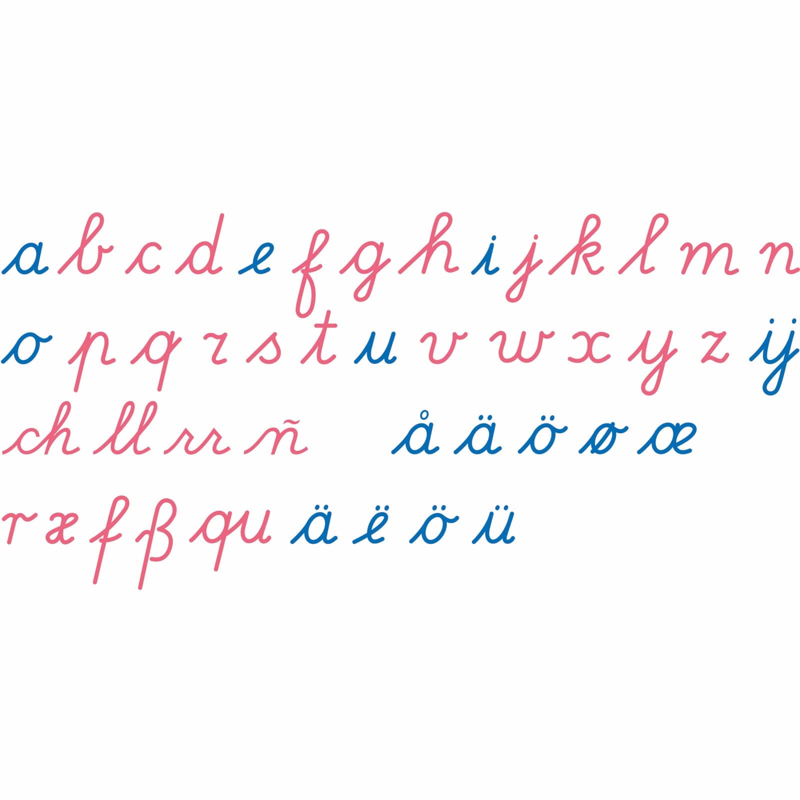 Wooden Movable Alphabet: International Cursive — Montessori Material | Faborino